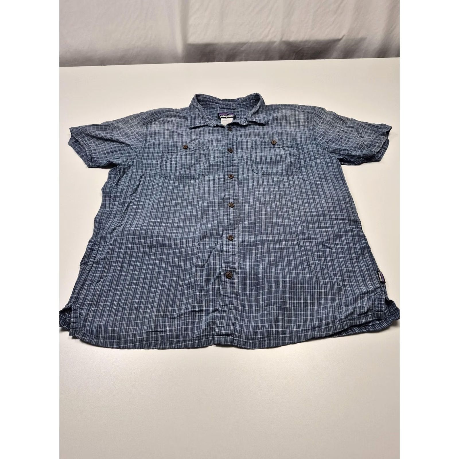Patagonia Patagonia Back Step Shirt Mens XL Blue Check Short Sleeve Hemp Cotton Button Up Size US XL / EU 56 / 4 - 2 Thumbnail
