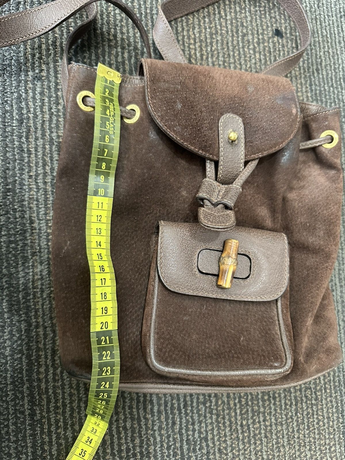 Designer × Gucci Vintage Gucci bamboo suede mini backpack Size ONE SIZE - 14 Thumbnail