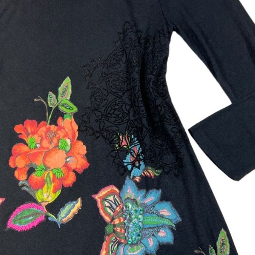 Desigual Desigual Black Floral Top | Size L Size L / US 10 / IT 46 - 3 Thumbnail