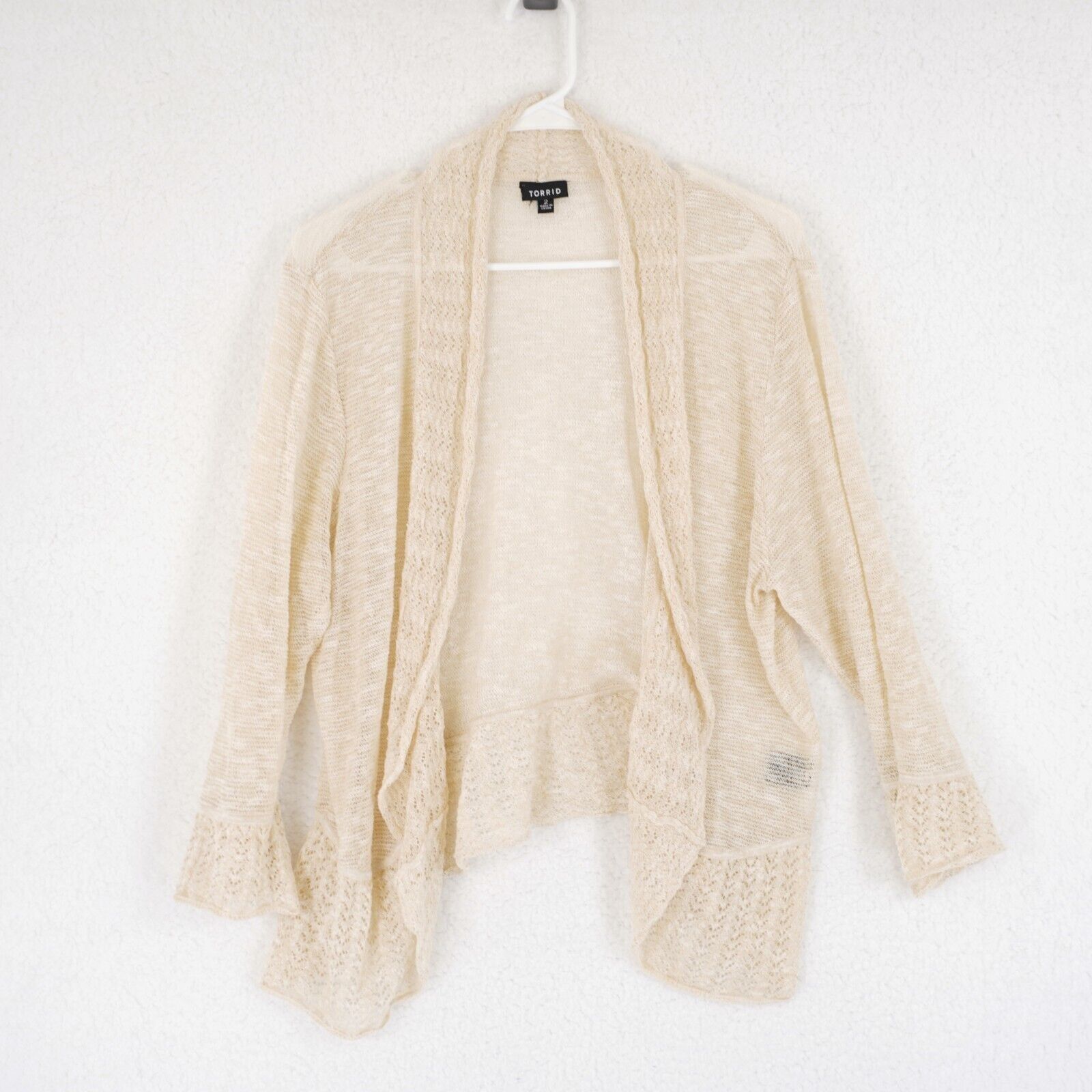 Torrid Torrid Cream Knit Lace Cardigan Sweater Size 2 Cotton Acryli Size XS / US 0-2 / IT 36-38 - 1 Thumbnail