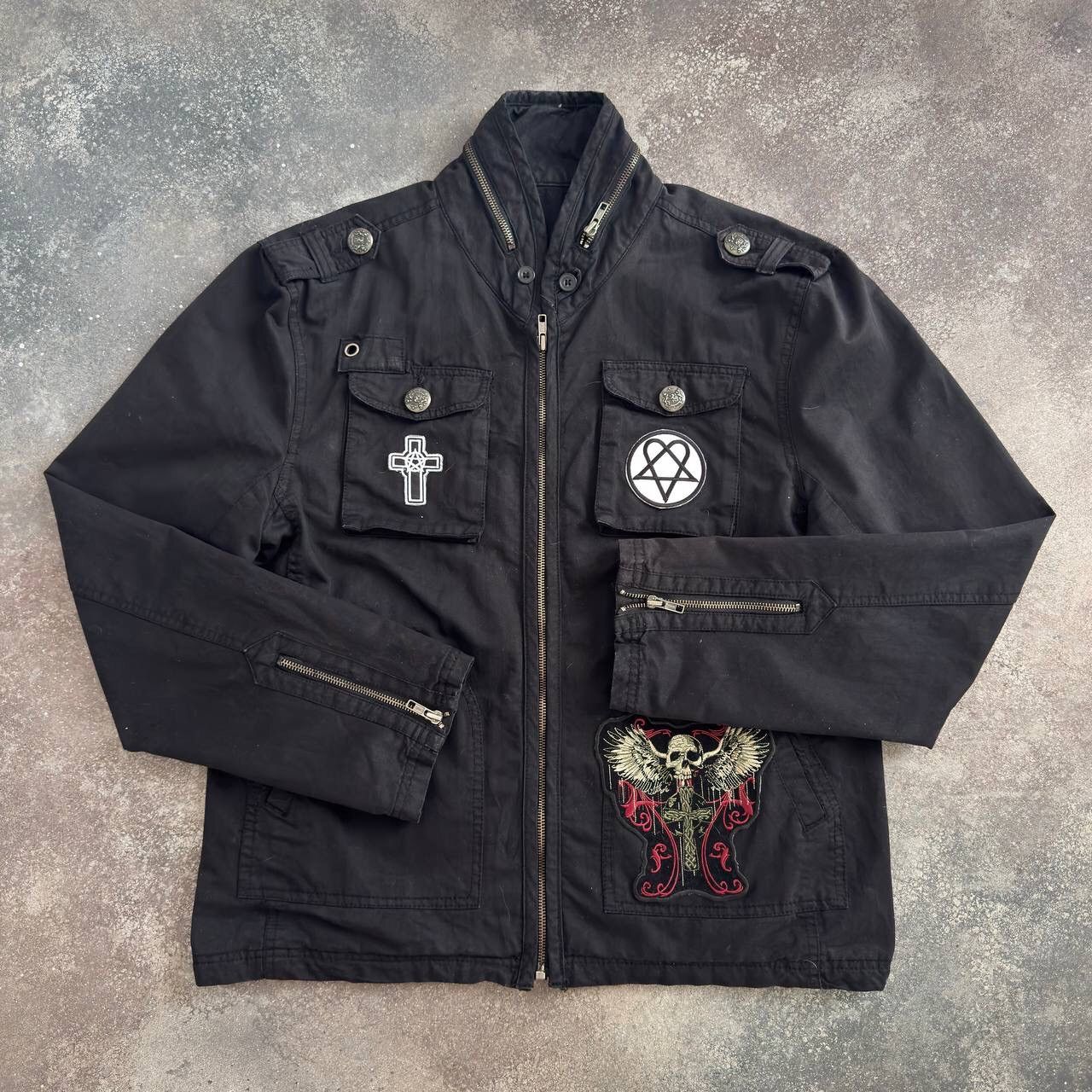 Vintage Y2K Gothic Zip Details Jacket (Affliction Style)