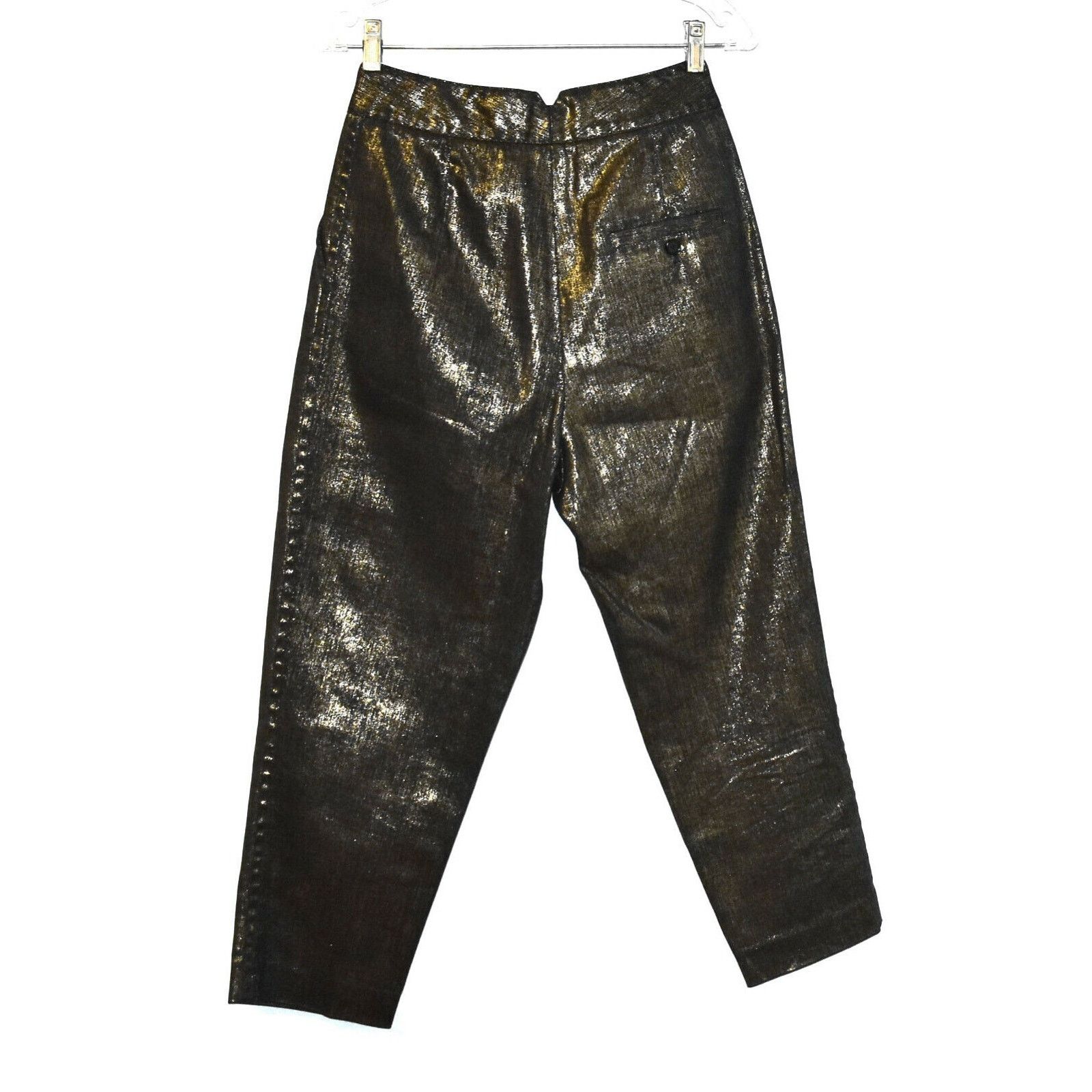 3.1 Phillip Lim NEW 3.1 PHILLIP LIM Gold Metallic Cotton Cropped Pants Sz S Size 26" / US 2 / IT 38 - 3 Thumbnail