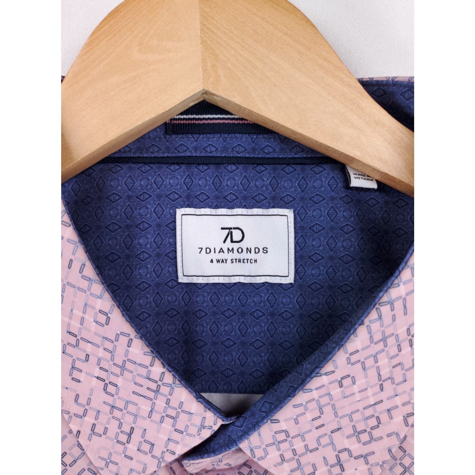 Vintage 7 Diamonds 4 Way Stretch Abstract Pattern Button Up Shirt Short Sleeve Mens XXL Shirt Size US XXL / EU 58 / 5 - 2 Thumbnail