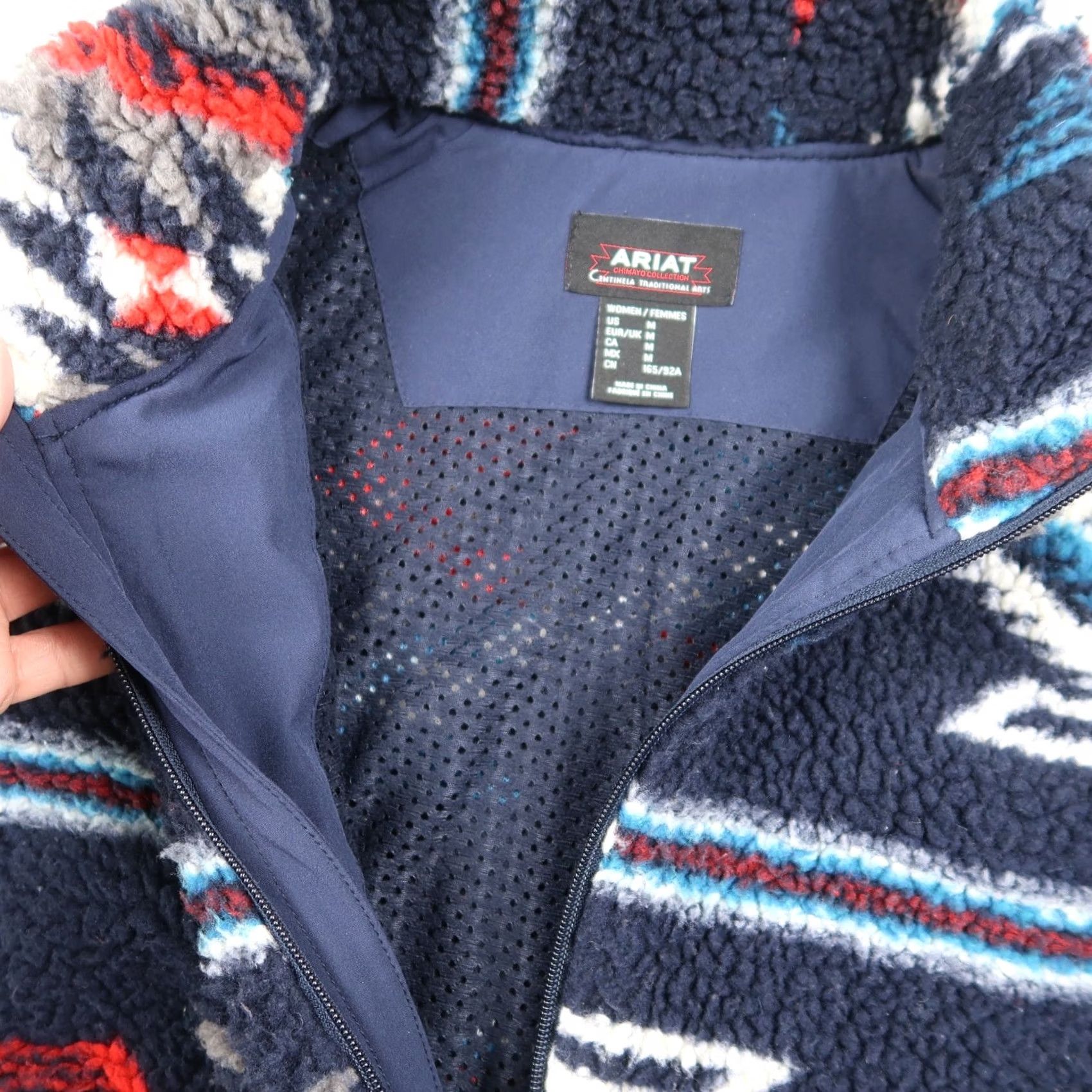 Ariat Ariat Jacket Aztec Blue Full Zip Long Sleeve Regular Size M Women’s Medium/Fleece Jacket/Aztec Pattern/Fleece/Blue/Garment Care: Machine Washable Size S / US 4 / IT 40 - 6 Thumbnail