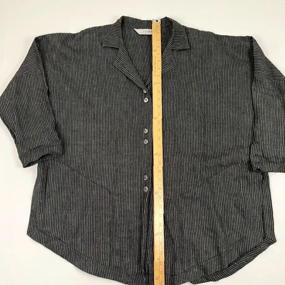 Vintage VINTAGE Itemz Chris Baumgartner Button Up Shirt Women OS Gray Pinstripe Lagenlook Blouse Size ONE SIZE - 5 Thumbnail