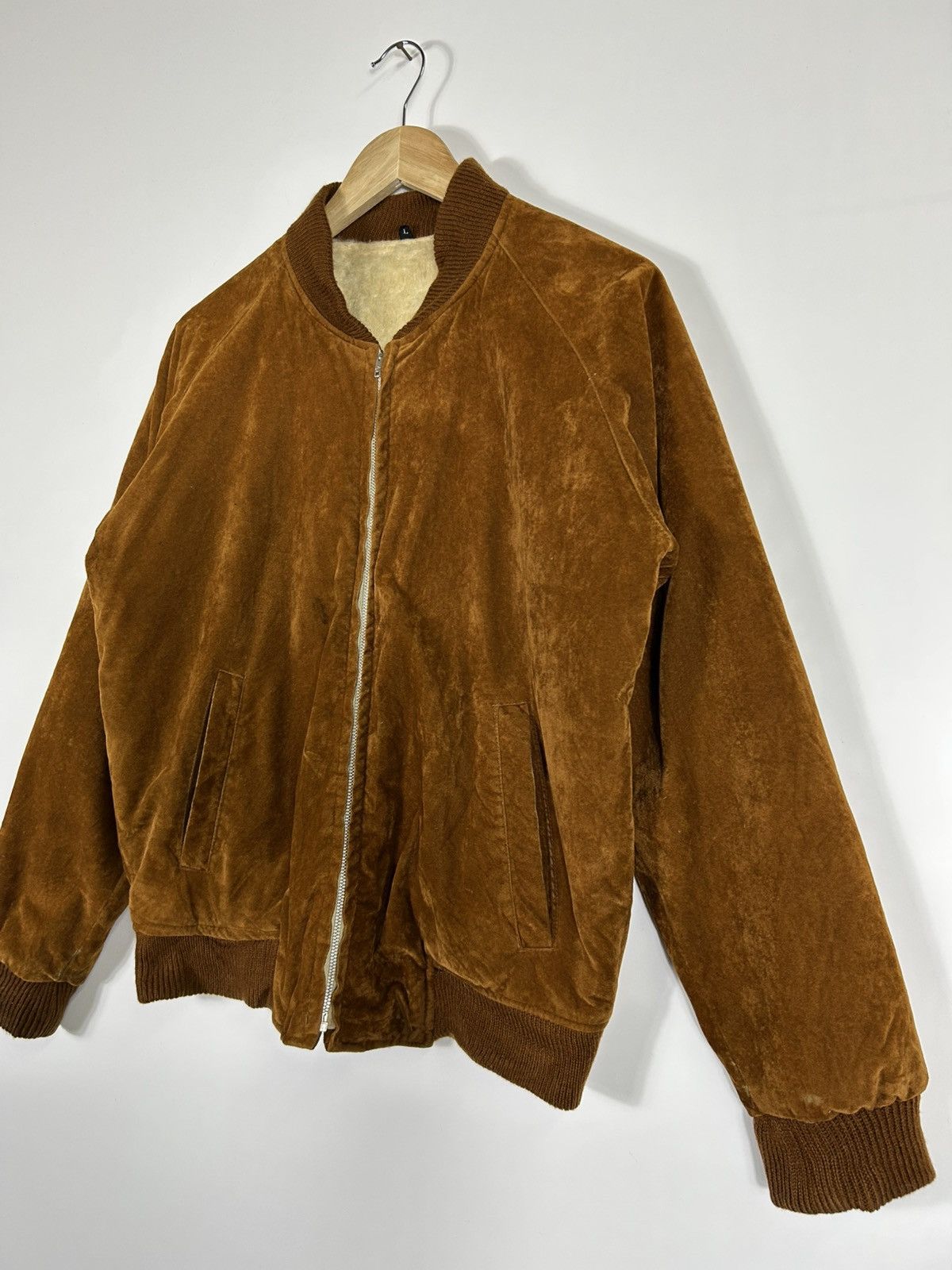 Japanese Brand ⚡️Vintage Velvet Zipper Bomber Jacket Size US L / EU 52-54 / 3 - 3 Thumbnail