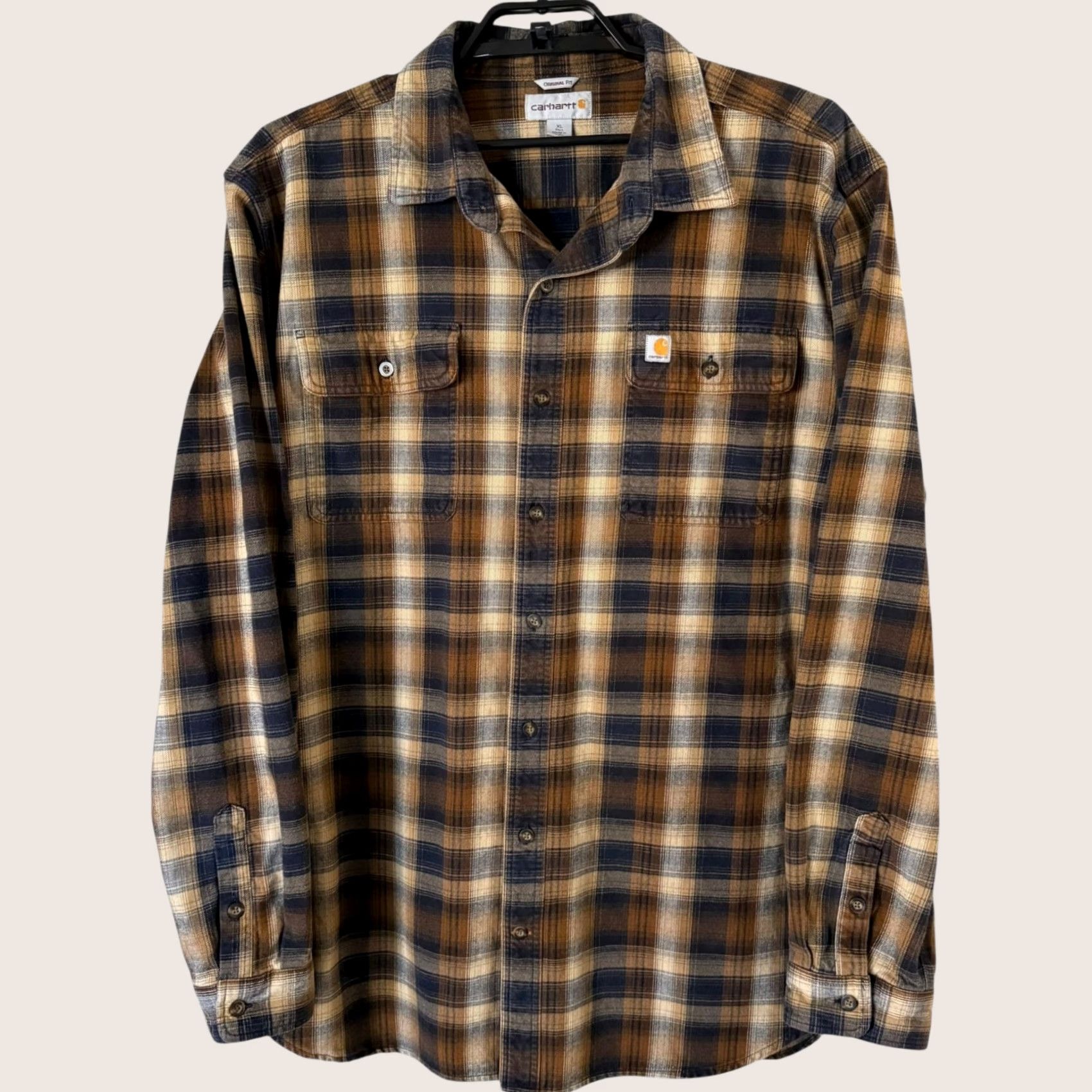 Carhartt Carhartt Heavyweight Plaid Flannel Shirt Brown Original-Fit XLT Mens Cotton Size US XL / EU 56 / 4 - 1 Thumbnail