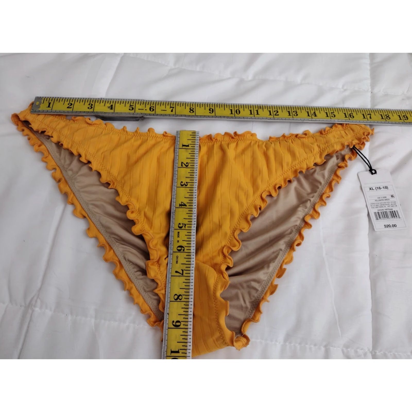 Vintage Shade & Shore High Leg Extra Cheeky Yellow Ribbed Bikini Bottom XL 16-18 Women's Swimsuit Bottom Costumes Beach Size 40" / US 18 - 4 Thumbnail