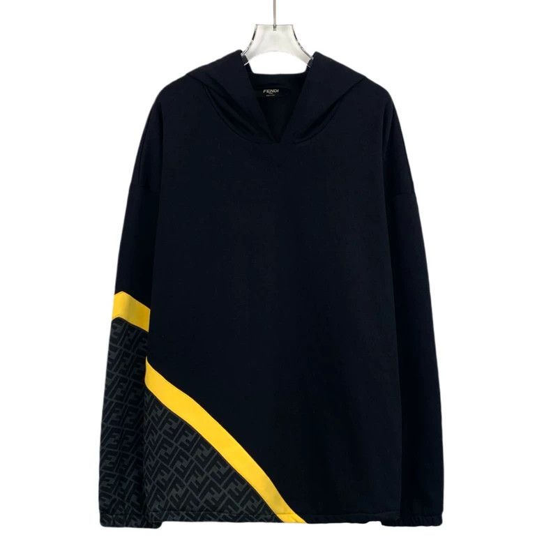 Fendi FENDI Black Logo Letter Cotton Hooded Long Sleeve Sweater Size US XXL / EU 58 / 5 - 1 Thumbnail