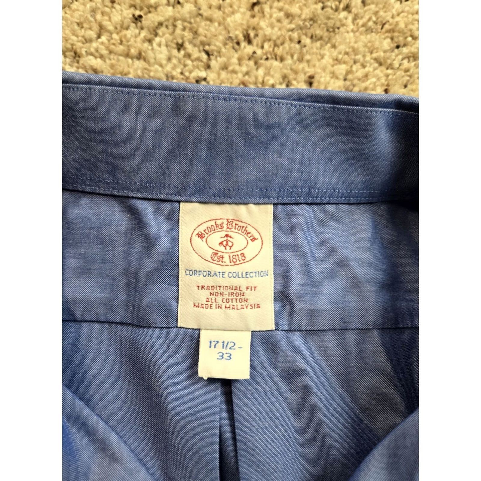 Brooks Brothers Brooks Brothers Shirt Mens 17.5-33 Blue Button Up Long Sleeve Size US XXL / EU 58 / 5 - 5 Thumbnail