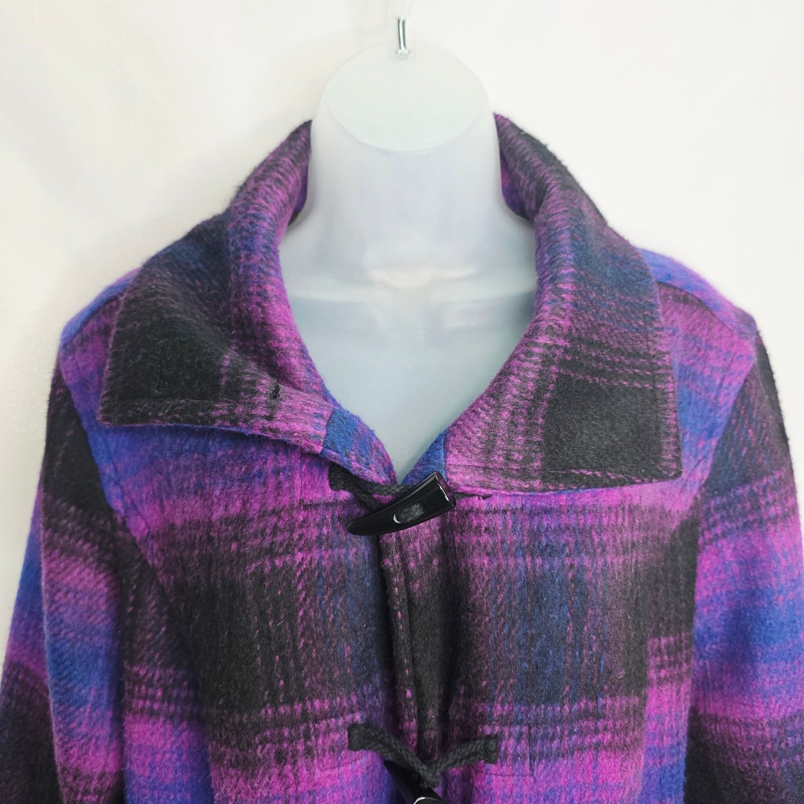 Coldwater Creek Coldwater Creek Purple & Black Plaid Wool Blend Jacket Size XL / US 12-14 / IT 48-50 - 4 Thumbnail
