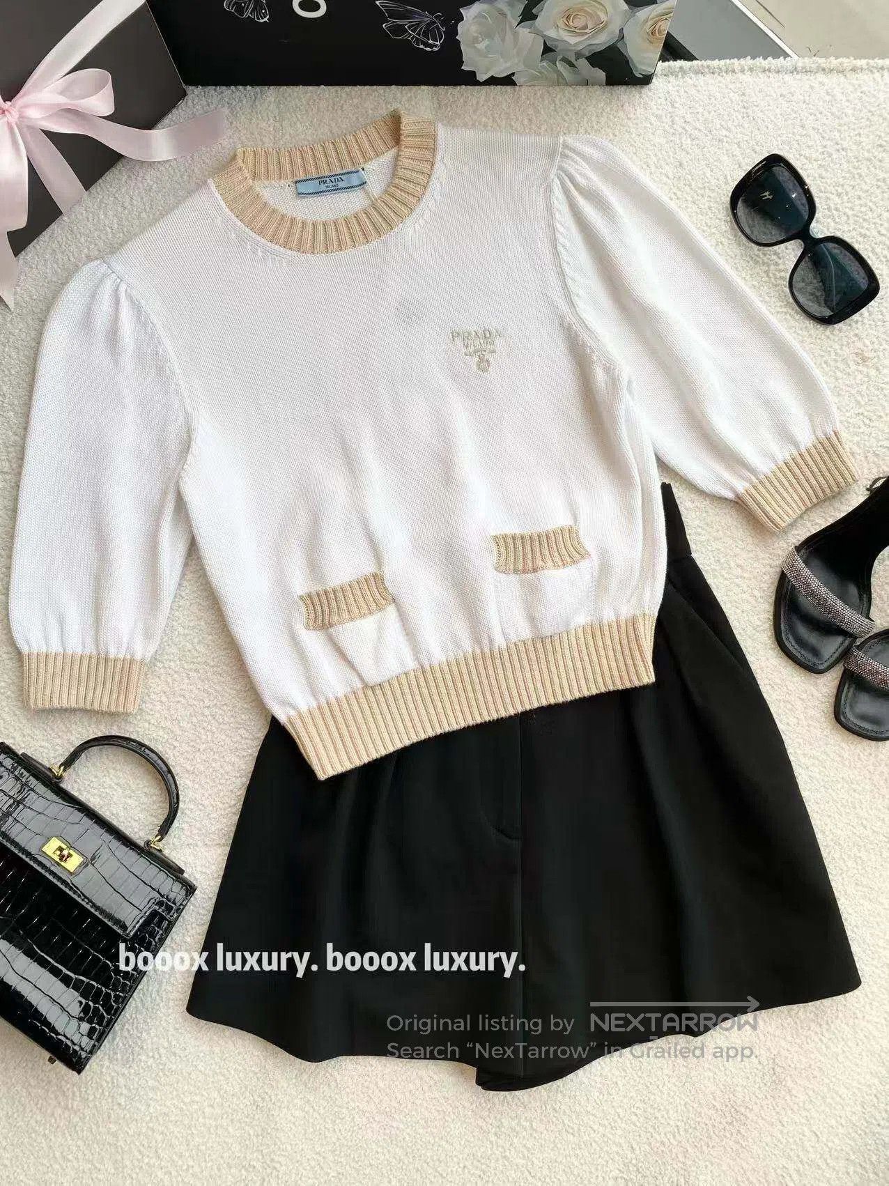 Prada Prada Color-blocking puff sleeve knit top| Size XS / US 0-2 / IT 36-38 - 1 Thumbnail