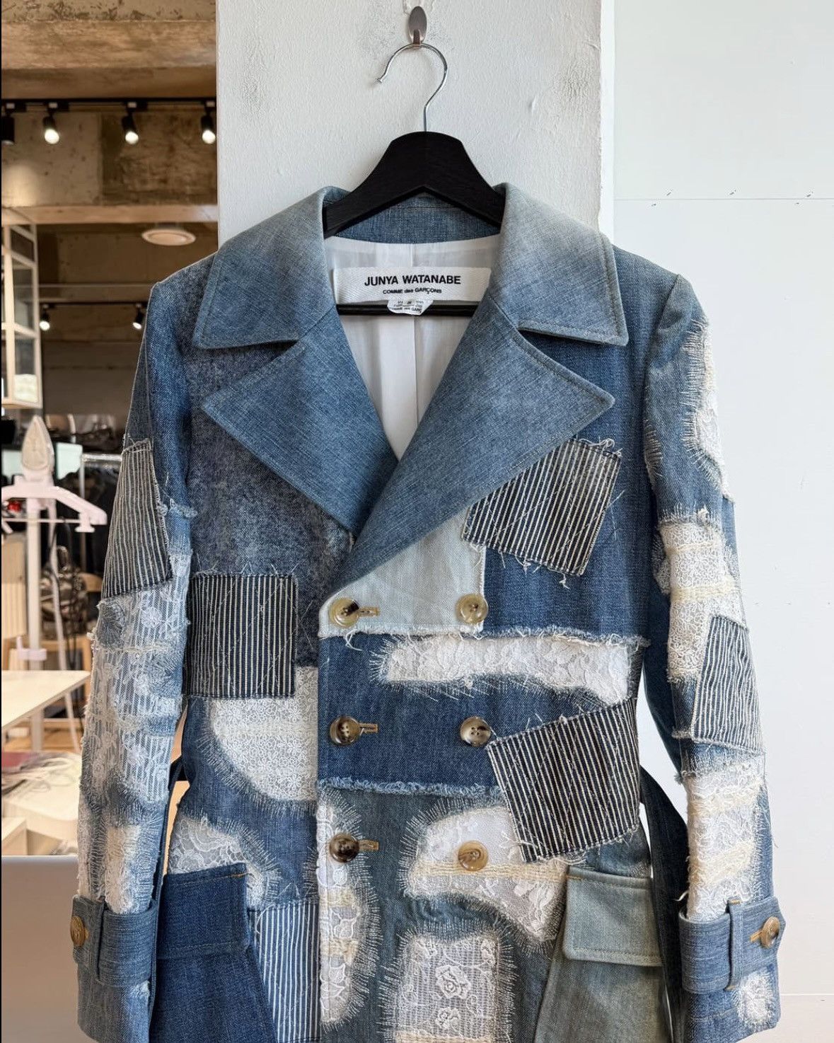 Junya Watanabe Junya Watanabe Denim Patch Work Trench Coat Size US S / EU 44-46 / 1 - 2 Thumbnail