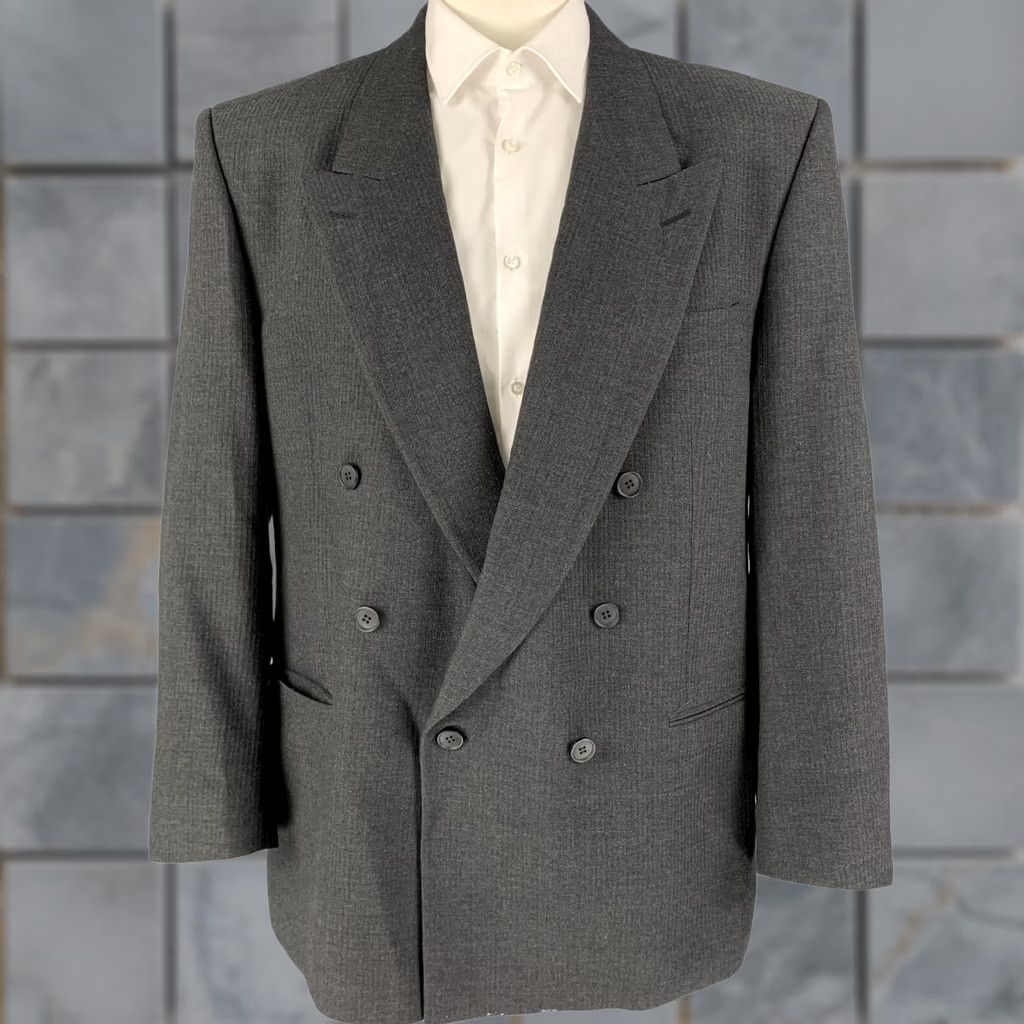 Yves Saint Laurent VINTAGE YVES SAINT LAURENT Size 46 Regular Dark Gray Textured Wool Sport Coat Mens Size US S / EU 44-46 / 1 - 1 Thumbnail