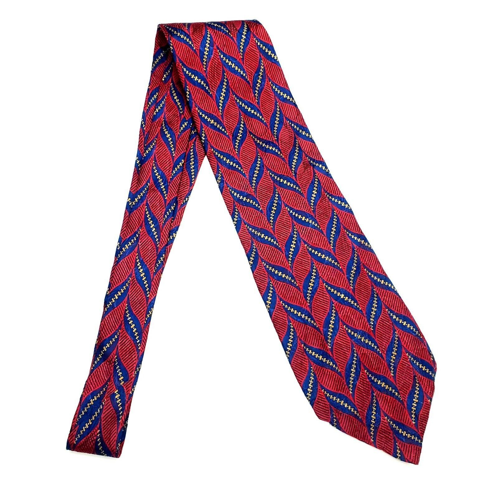 Designer Ferrell Reed Silk Tie Red Print Geometric Classic Size ONE SIZE - 6 Thumbnail