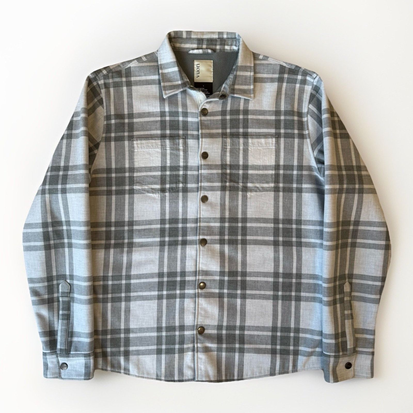 Vuori Vuori Range Shirt Jacket L Gray Snap Plaid Button Flannel Size US L / EU 52-54 / 3 - 1 Thumbnail