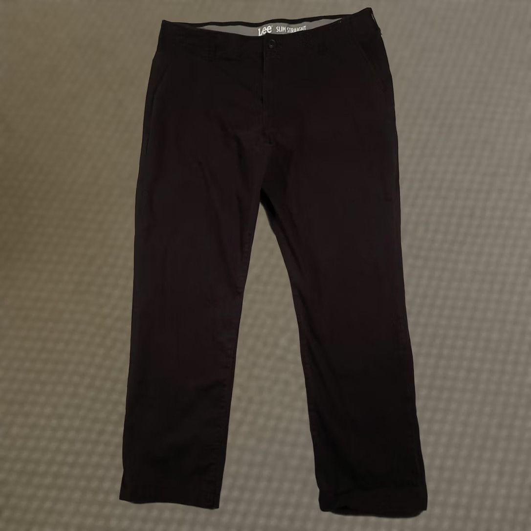Lee Lee Pants Mens 40x30 Black Slim Straight Stretch Dress Chinos Cotton Blend Size US 40 / EU 56 - 1 Thumbnail