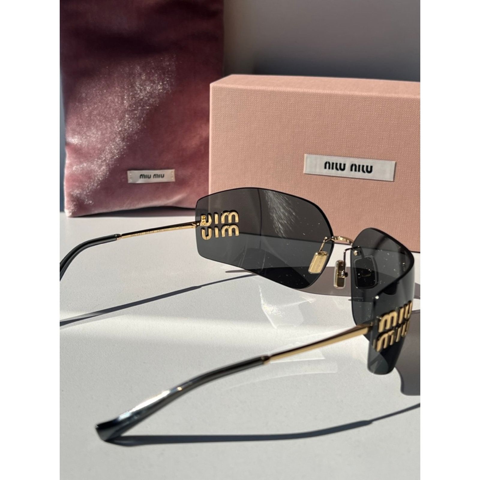 Miu Miu NEW Miu Miu MU54YS Dark Grey Shield Mask Sunglasses $610 Size ONE SIZE - 15 Thumbnail