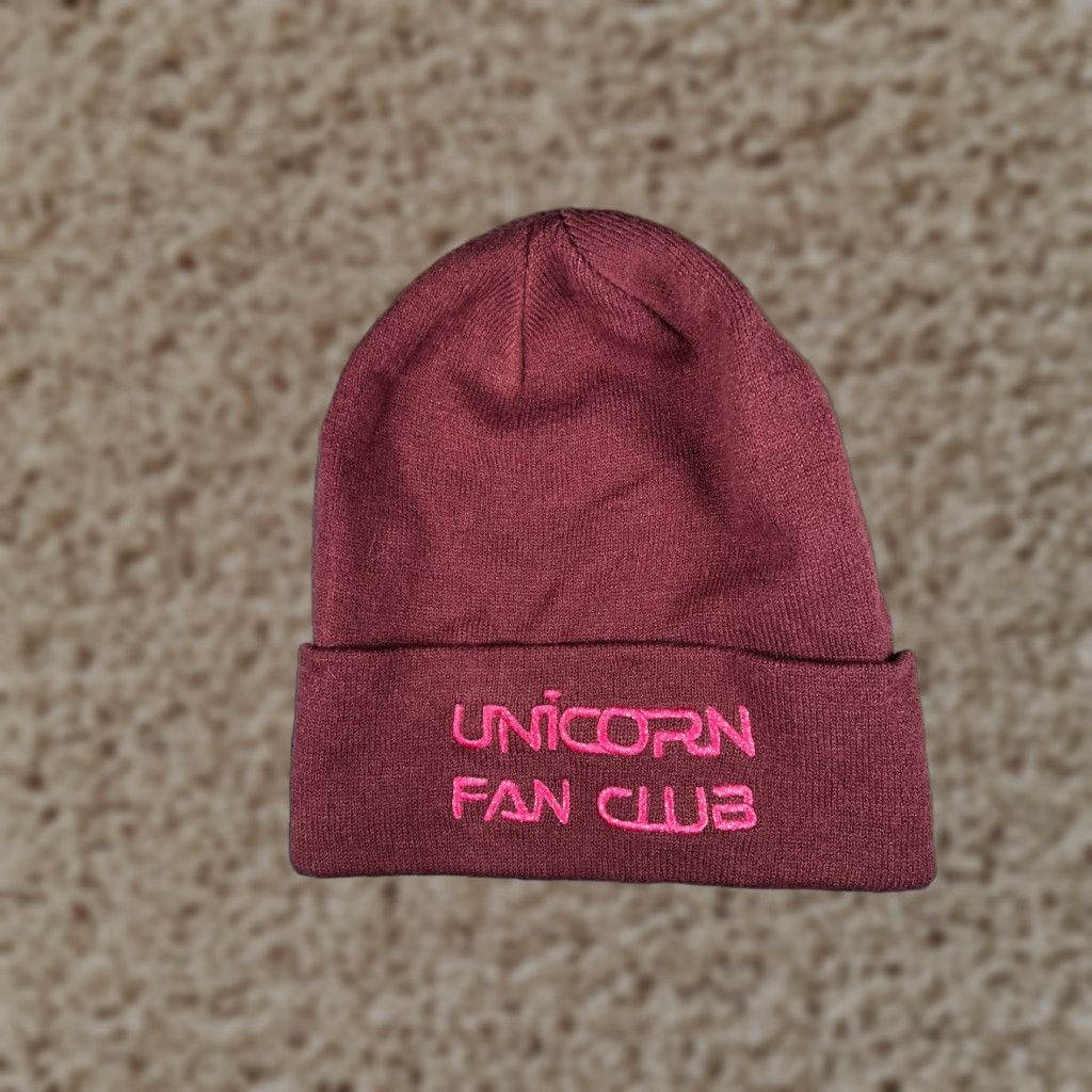 H&M H&M Unicorn Fan Club Divided Beanie Toque Women Red Knit Acrylic Blend Stretch Size ONE SIZE - 1 Thumbnail