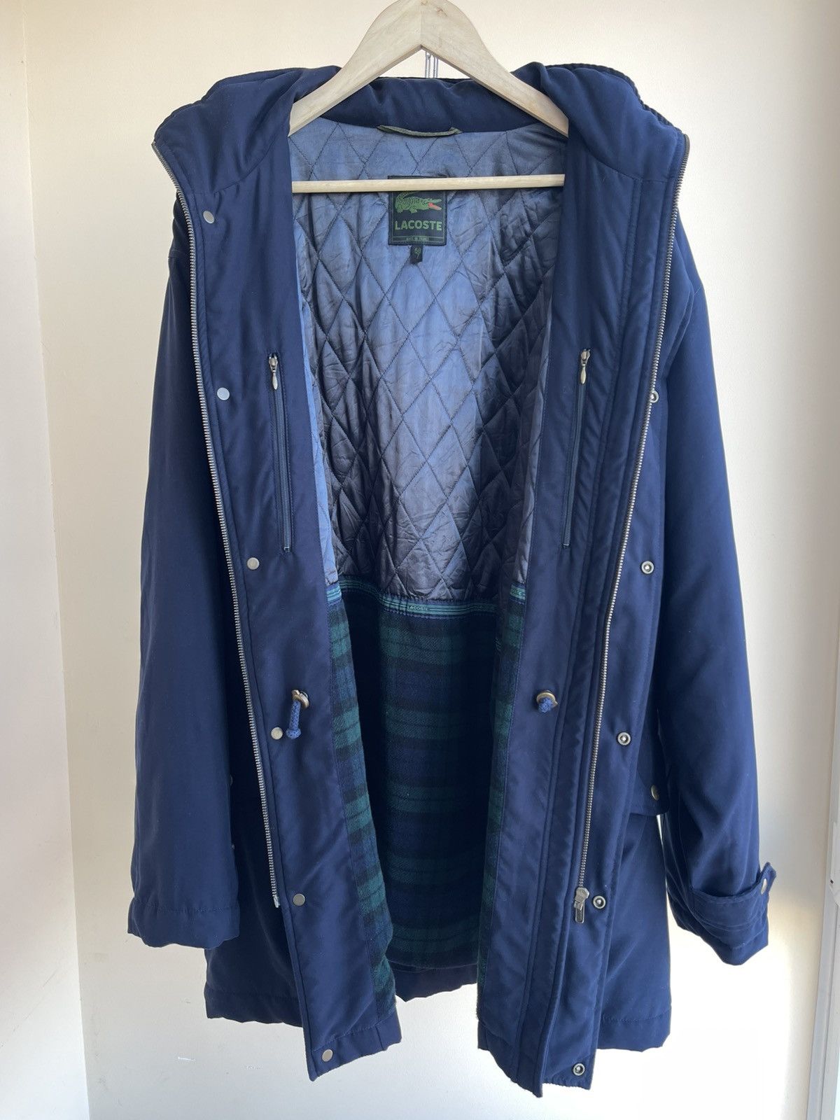Lacoste Quilted Wool Blend Blanket Lining Parka Coat Jacket 80s 90s Size US XXL / EU 58 / 5 - 8 Thumbnail