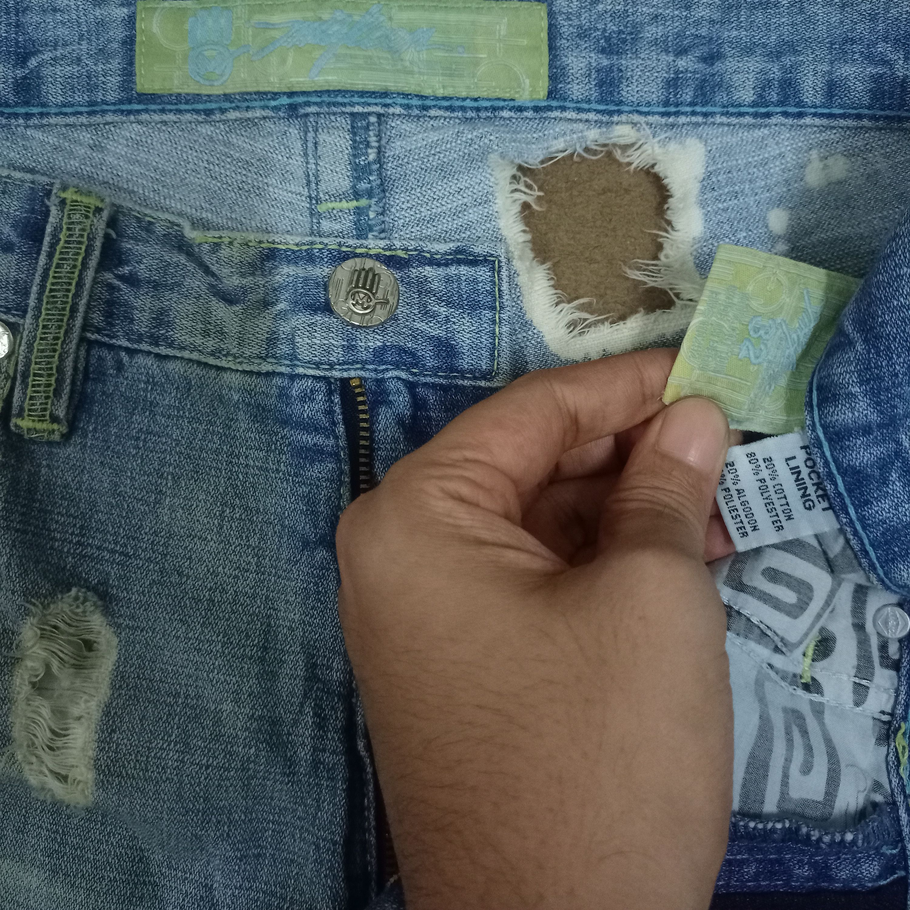 Japanese Brand Vintage Japanese Brand Ripped Painted Splatters Baggy Jeans Size US 34 / EU 50 - 3 Thumbnail