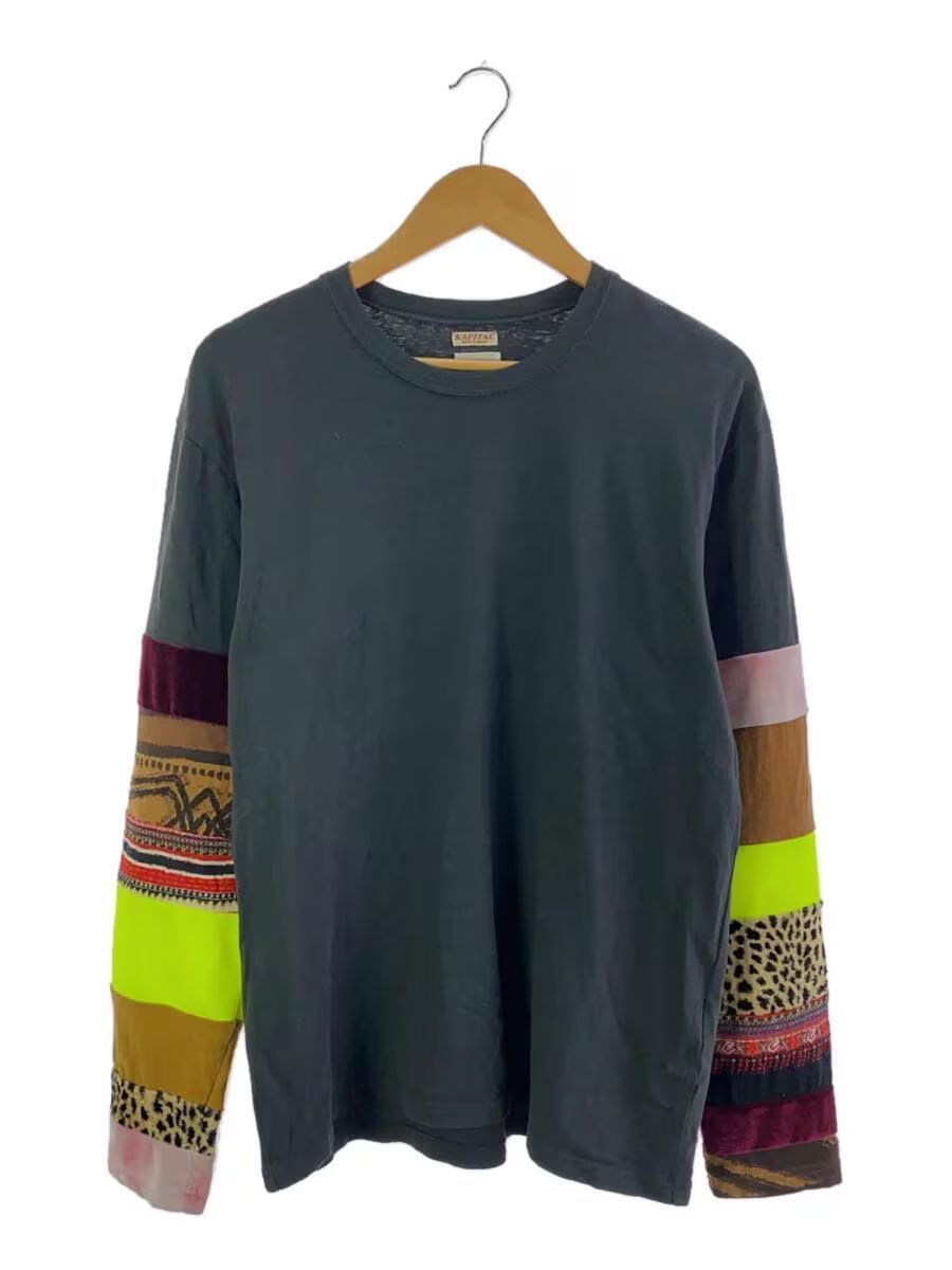 image of Kapital Patchwork Long Sleeve Tee in Grey, Men's (Size XL)