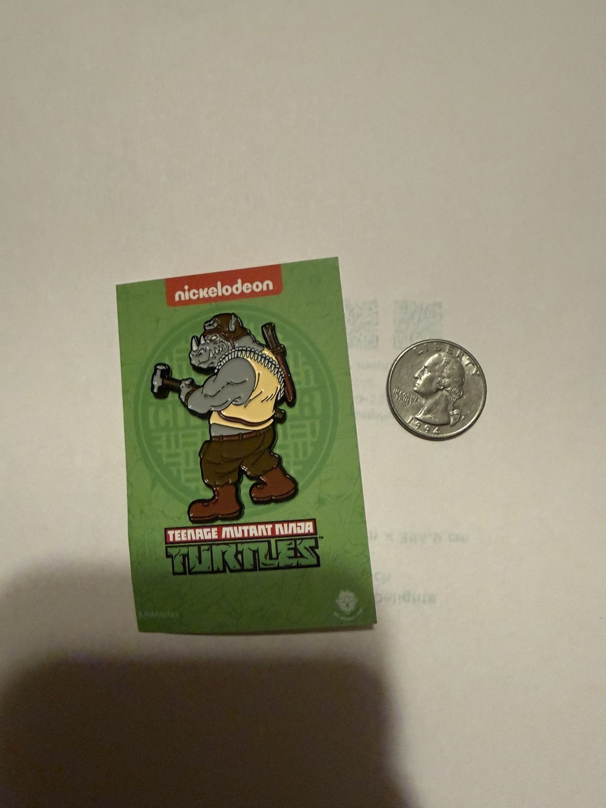 Nickelodeon Nickelodeon TMNT Rocksteady Enamel Pin - Green and Brown Size ONE SIZE - 1 Thumbnail