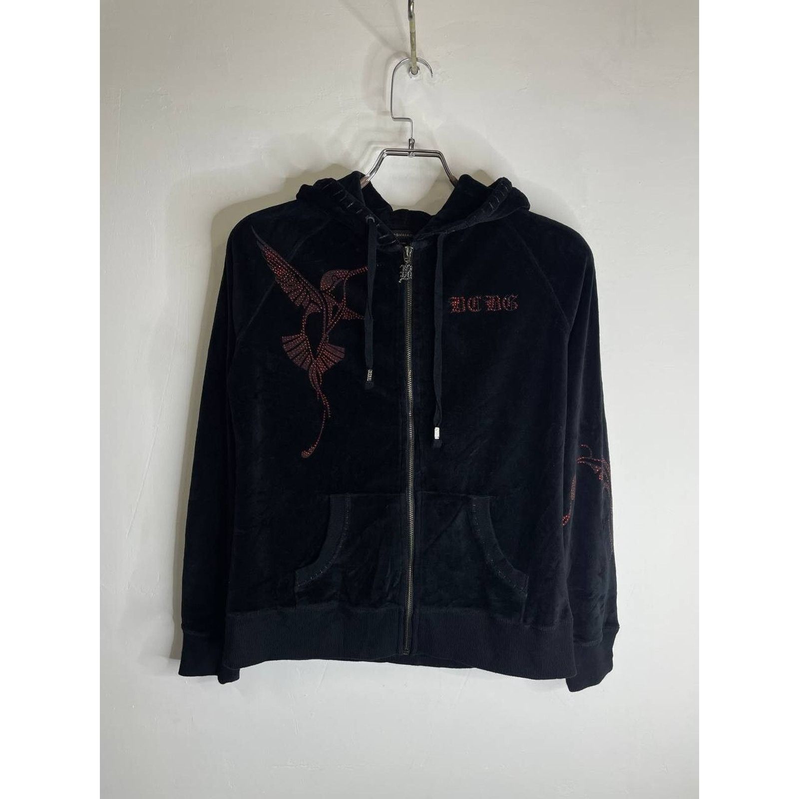 Bcbgmaxazria × Vintage Vintage BCBG Black Velour Zip Hoodie S Bird Y2K Juicy Style Size S / US 4 / IT 40 - 1 Thumbnail