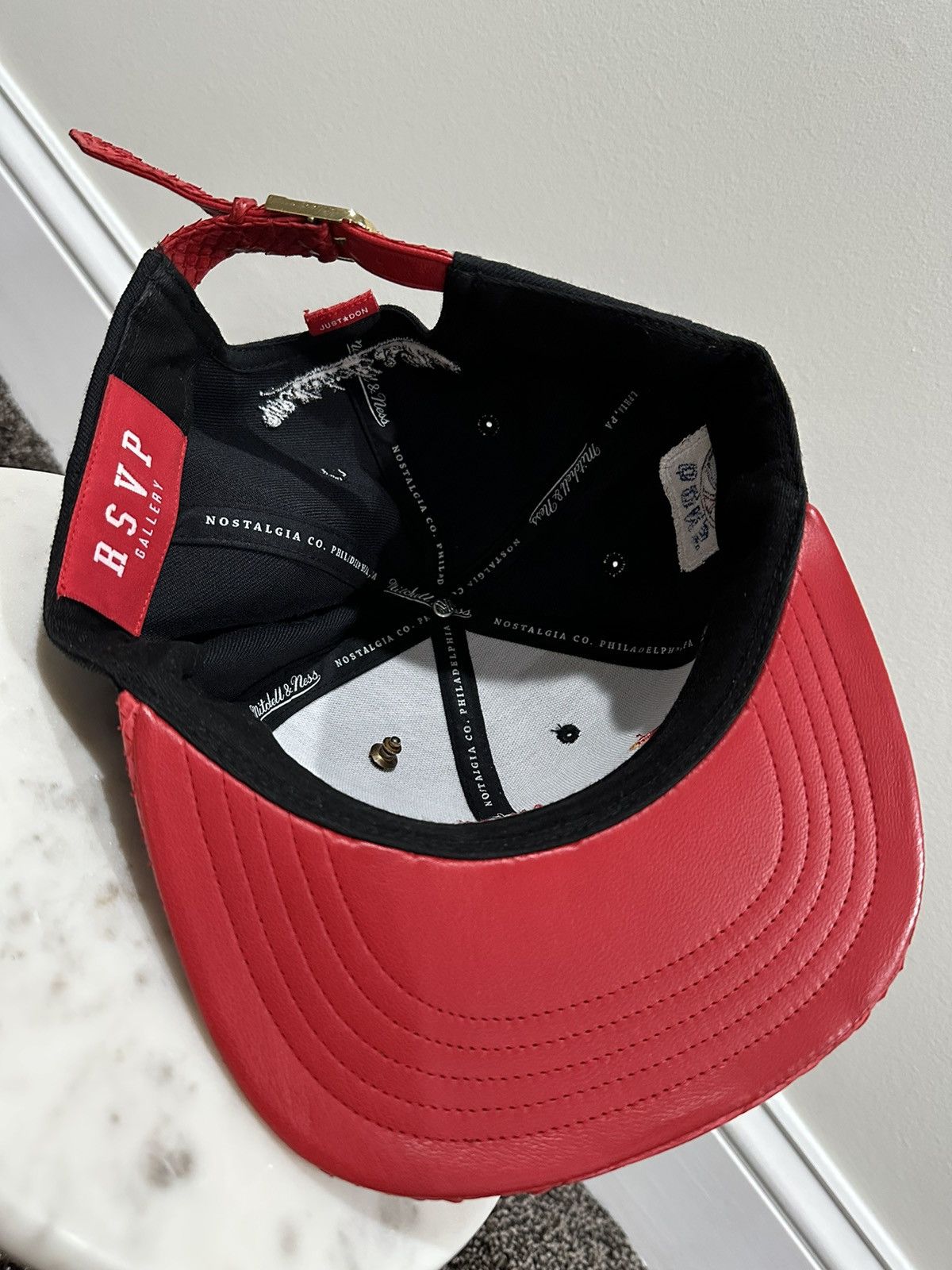 Just Don Just Don x Mitchell & Ness Script Miami Heat Black/Red Hat Size ONE SIZE - 6 Thumbnail