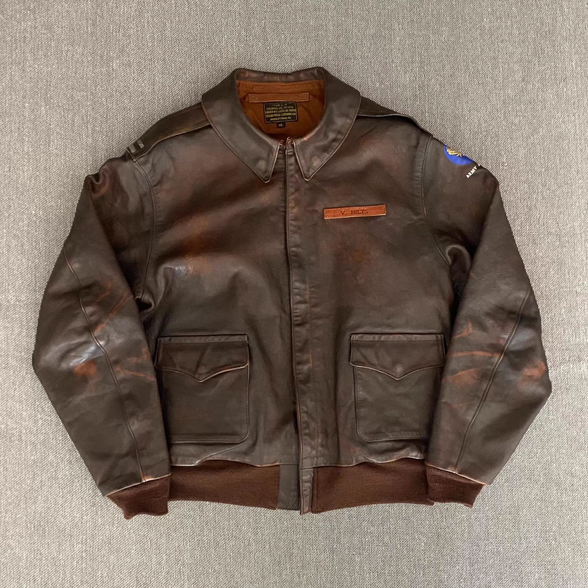 Eastman Leather Clothing Eastman Leather Distressed Horsehide A2 Jacket Dark Brown Size US M / EU 48-50 / 2 - 1 Thumbnail
