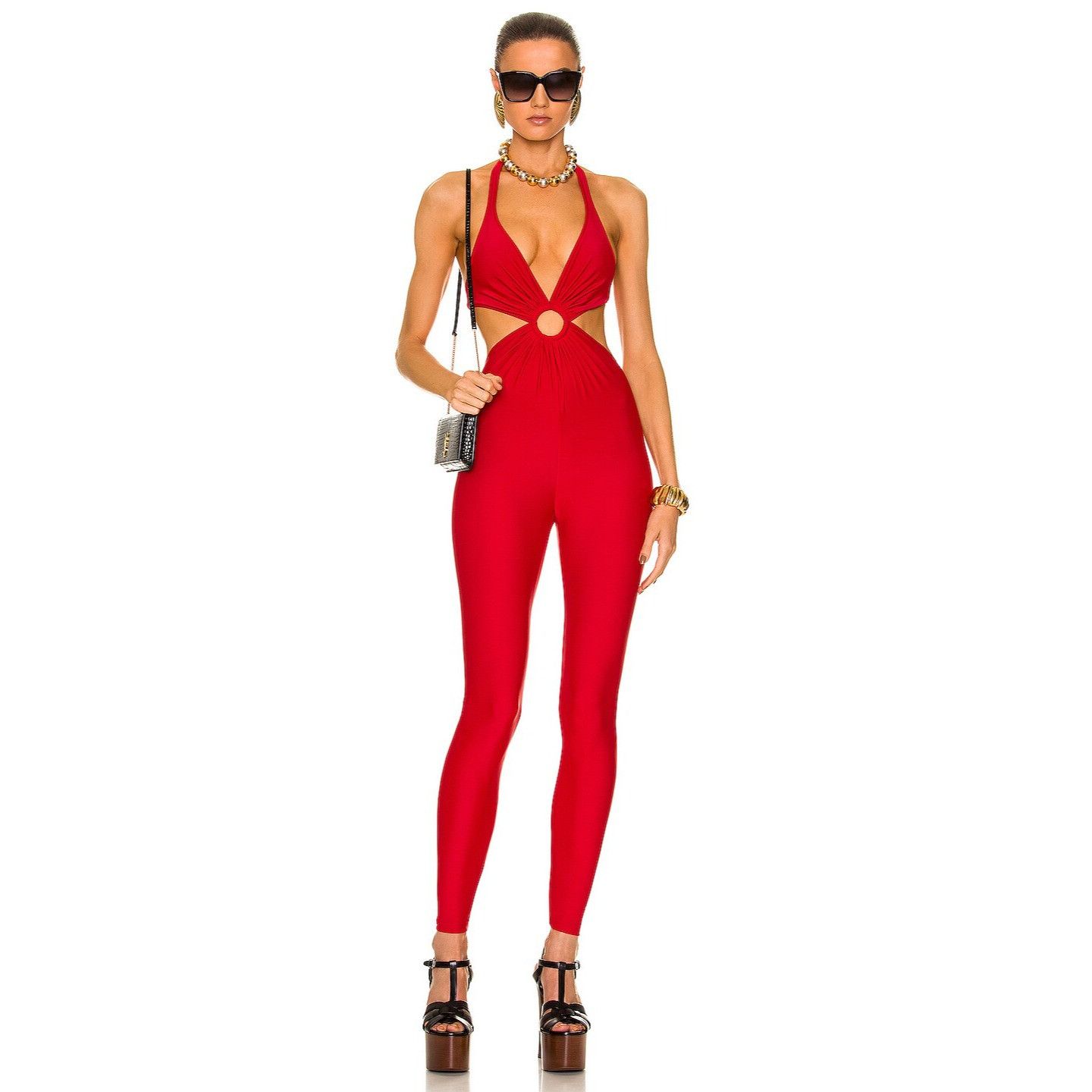 Saint Laurent Paris Saint Laurent Red Sleeveless Cutout Jumpsuit Size 26" / US 2 / IT 38 - 4 Thumbnail