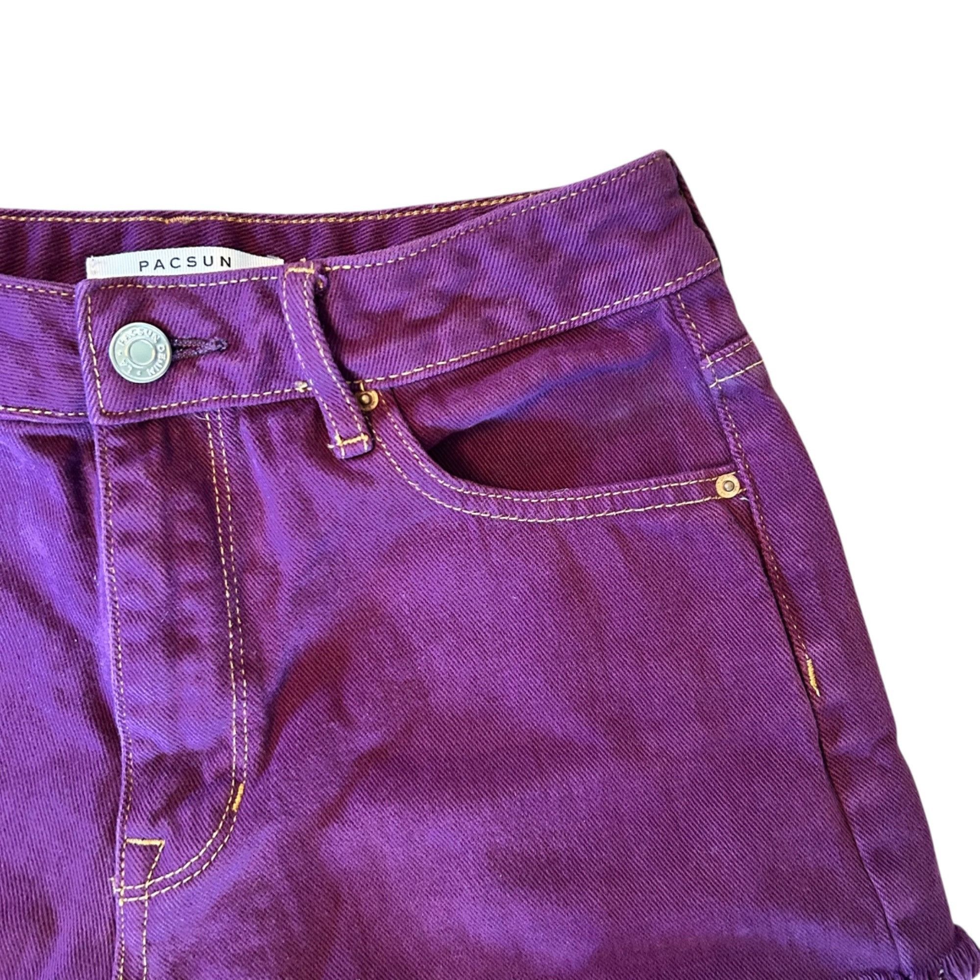 Pacsun Pacsun High Rise Festival High Rise Purple Denim Shorts Size 26" / US 2 / IT 38 - 4 Thumbnail