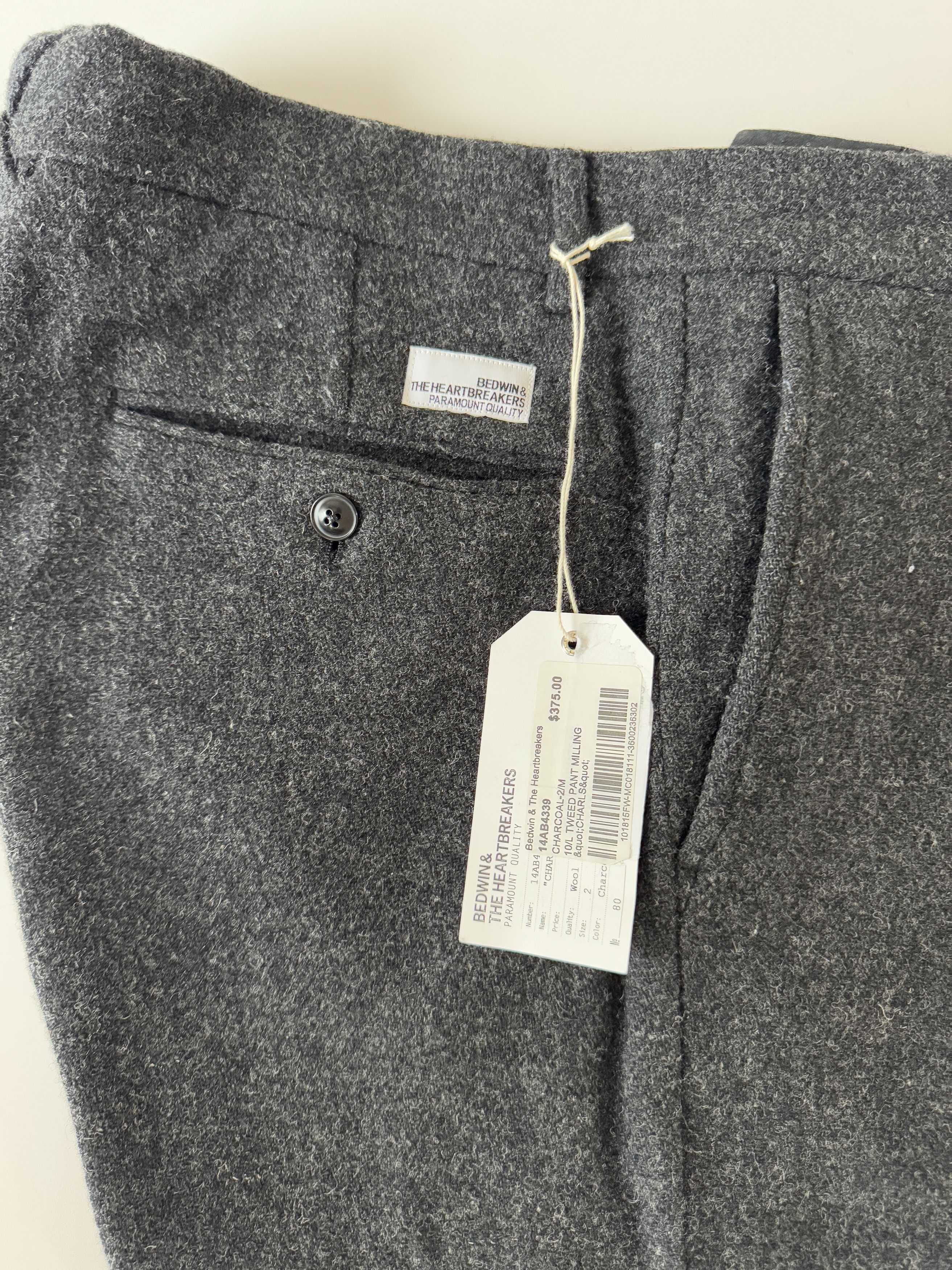 Bedwin & The Heartbreakers 10/L TWEED PANTS MILLING「CHARLS」 - Charcoal Size US 32 / EU 48 - 4 Thumbnail