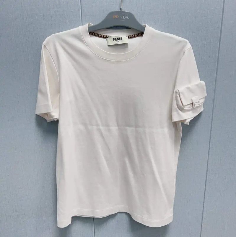 Fendi Fendi Summer White Cotton T-Shirt for Women 0089 Size M / US 6-8 / IT 42-44 - 1 Thumbnail