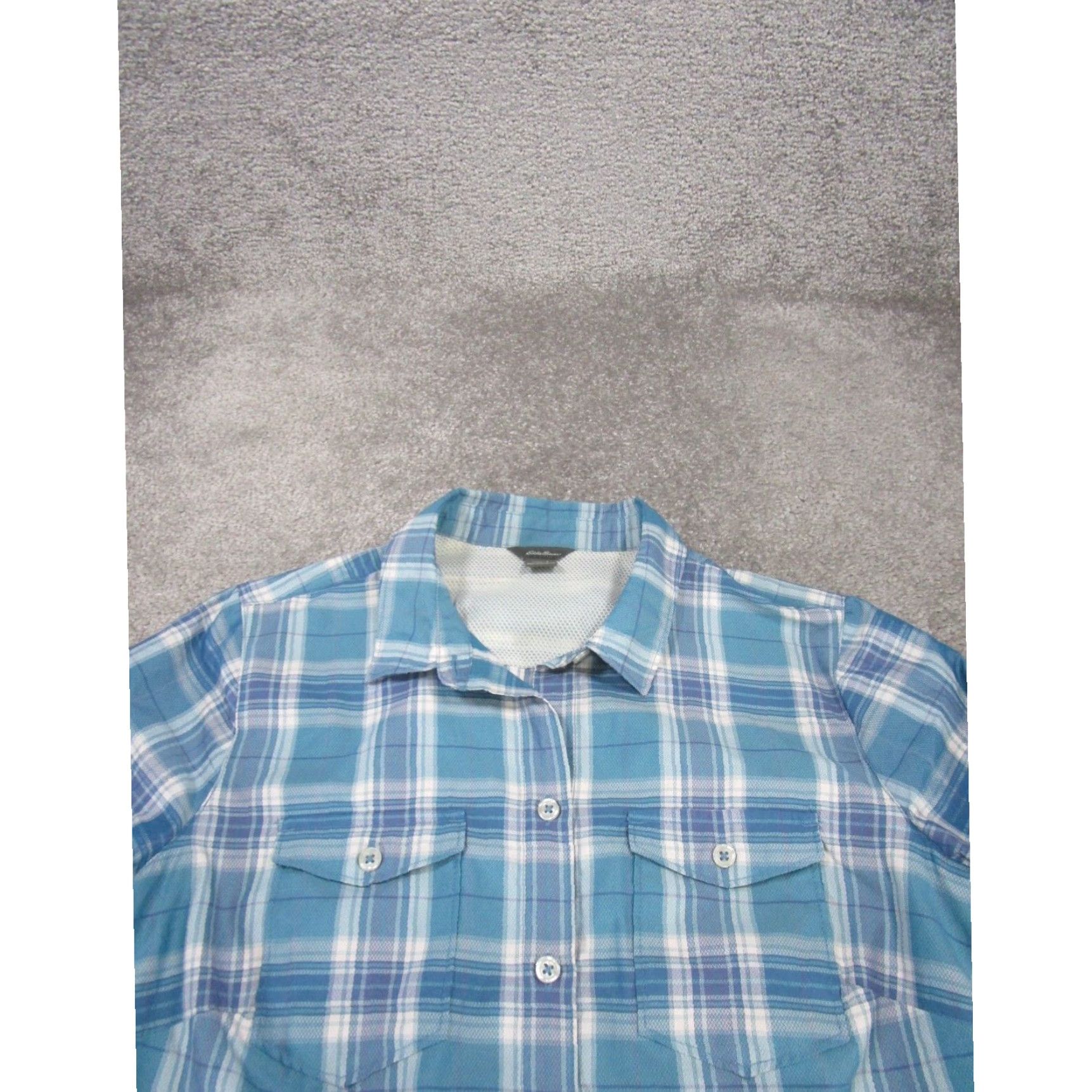 Eddie Bauer Eddie Bauer Womens Small Blue Plaid Shirt Button Up Hiking Lightweight Size S / US 4 / IT 40 - 2 Thumbnail