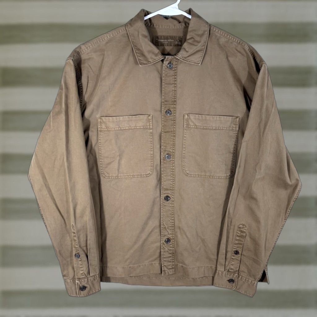 Abercrombie & Fitch Abercrombie & Fitch Work Shirt Mens M Brown Stretch Heavy Canvas Twill Shacket Size US M / EU 48-50 / 2 - 1 Thumbnail