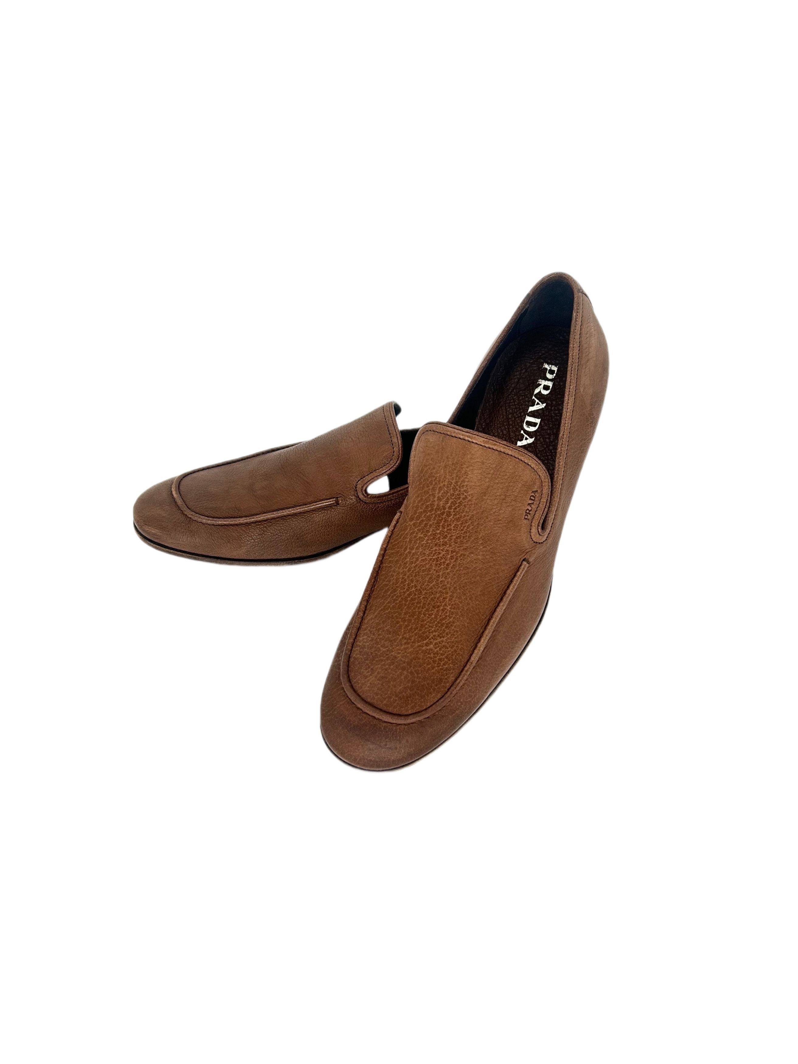 Prada Prada Smoke Grey Grain Leather Loafer Shoe Size US 9.5 / EU 42-43 - 4 Thumbnail