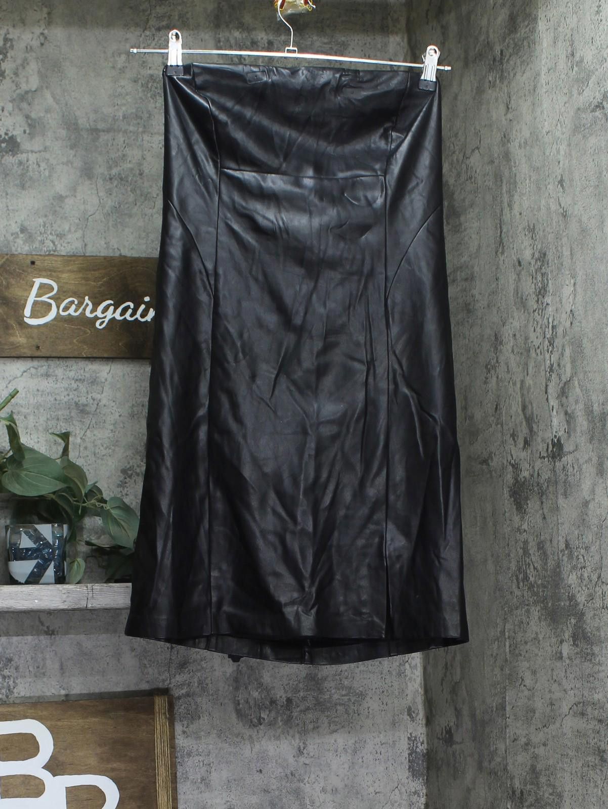 Guess Faux Leather Tanya Strapless Mini Dress Jet Black 10