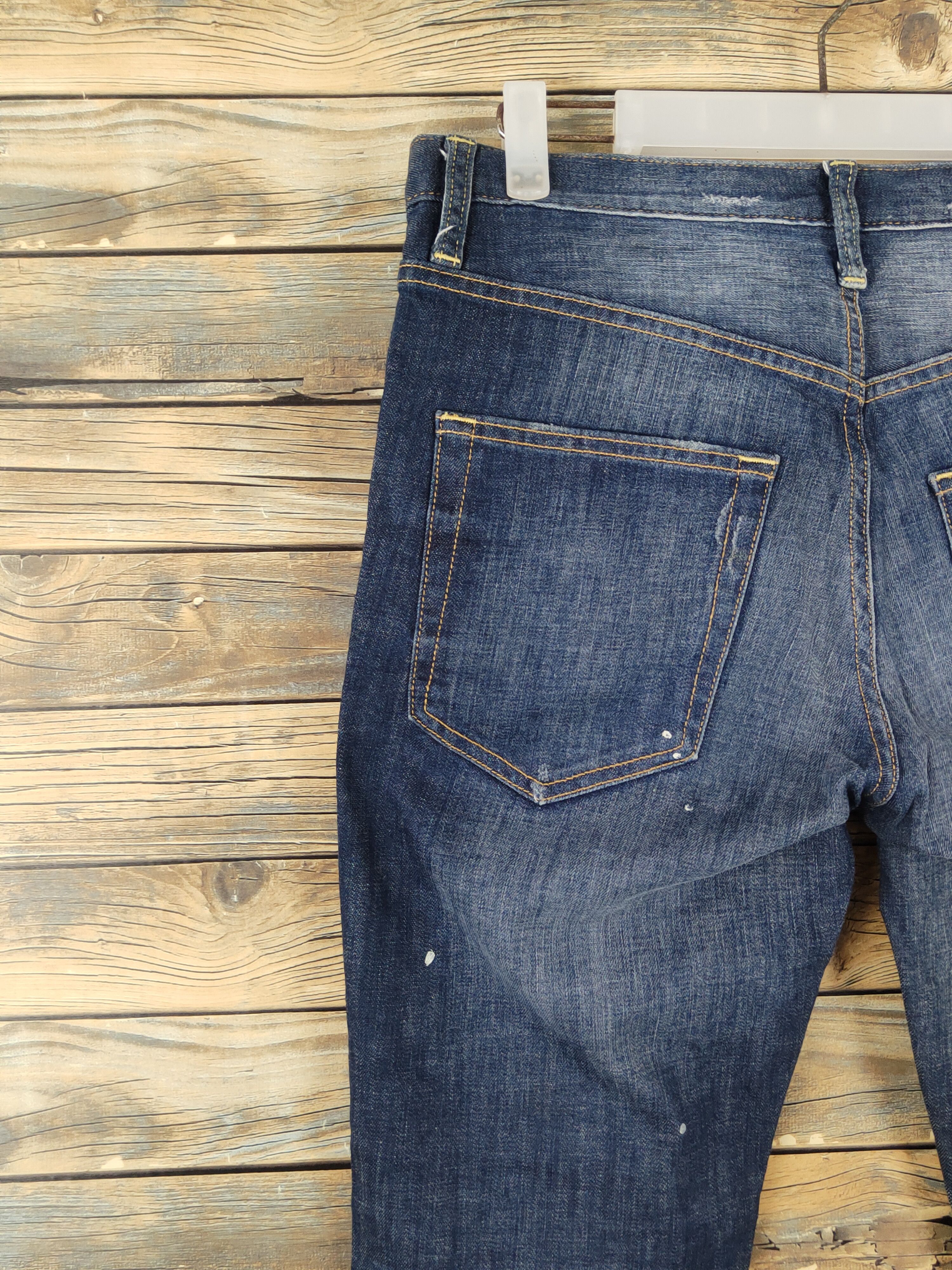 Japanese Brand Uniqlo Dark Blue Distressed Ripped denim Jeans #W1834 Size US 30 / EU 46 - 8 Thumbnail