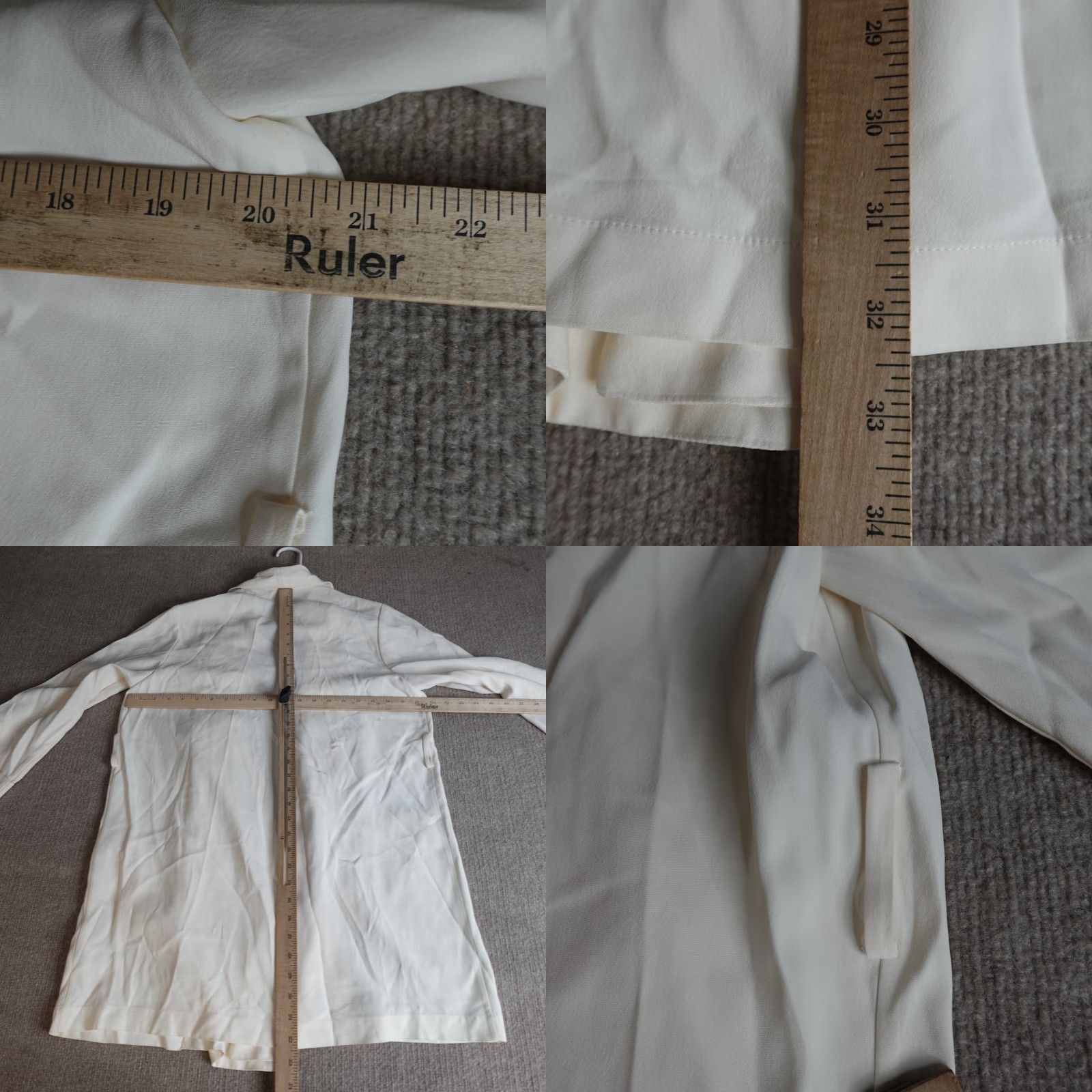 Vintage Academia Womens Jacket M Ivory Solid Casual Pockets Fall Spring Summer Womens Size M / US 6-8 / IT 42-44 - 8 Thumbnail