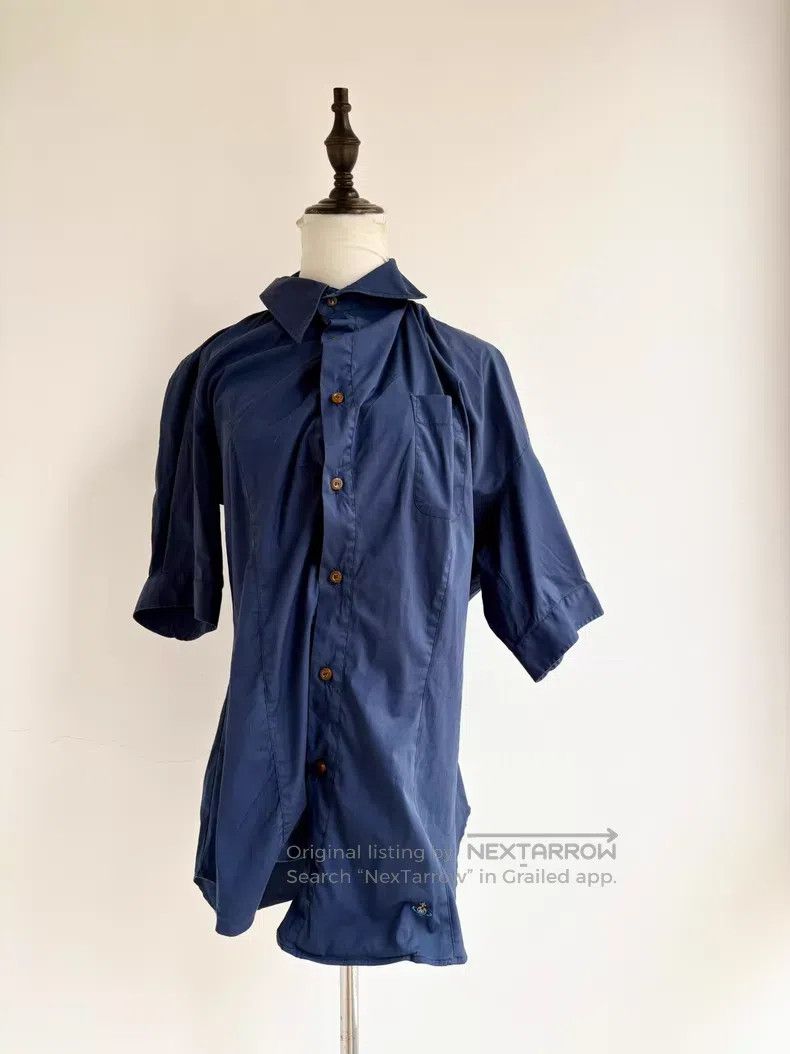 Vivienne Westwood Vivienne Westwood Blue asymmetrical cut short-sleeved shir Size L / US 10 / IT 46 - 2 Thumbnail
