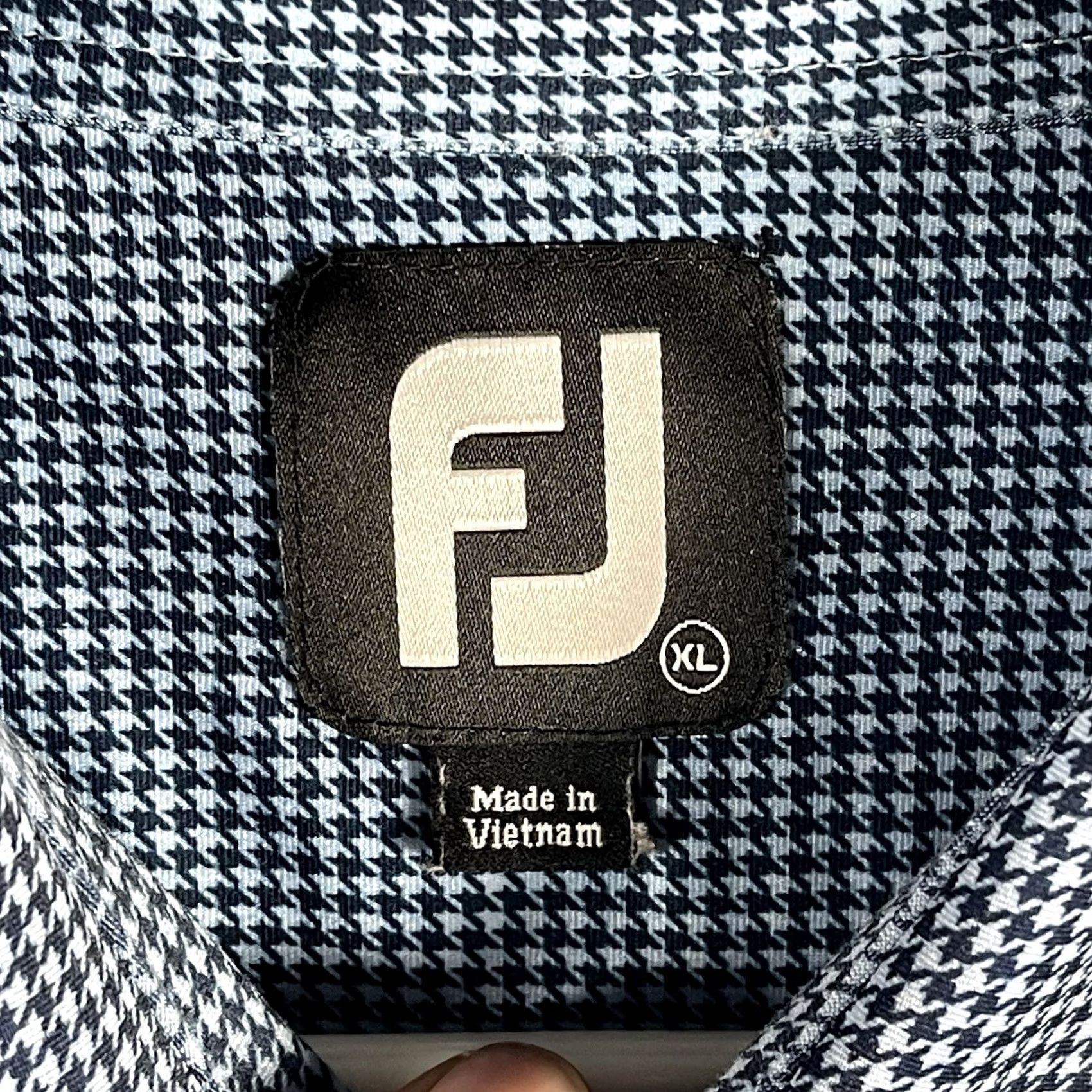 Footjoy FootJoy Golf Polo Shirt Men's XL Blue Check Geometric Print Size US XL / EU 56 / 4 - 5 Thumbnail