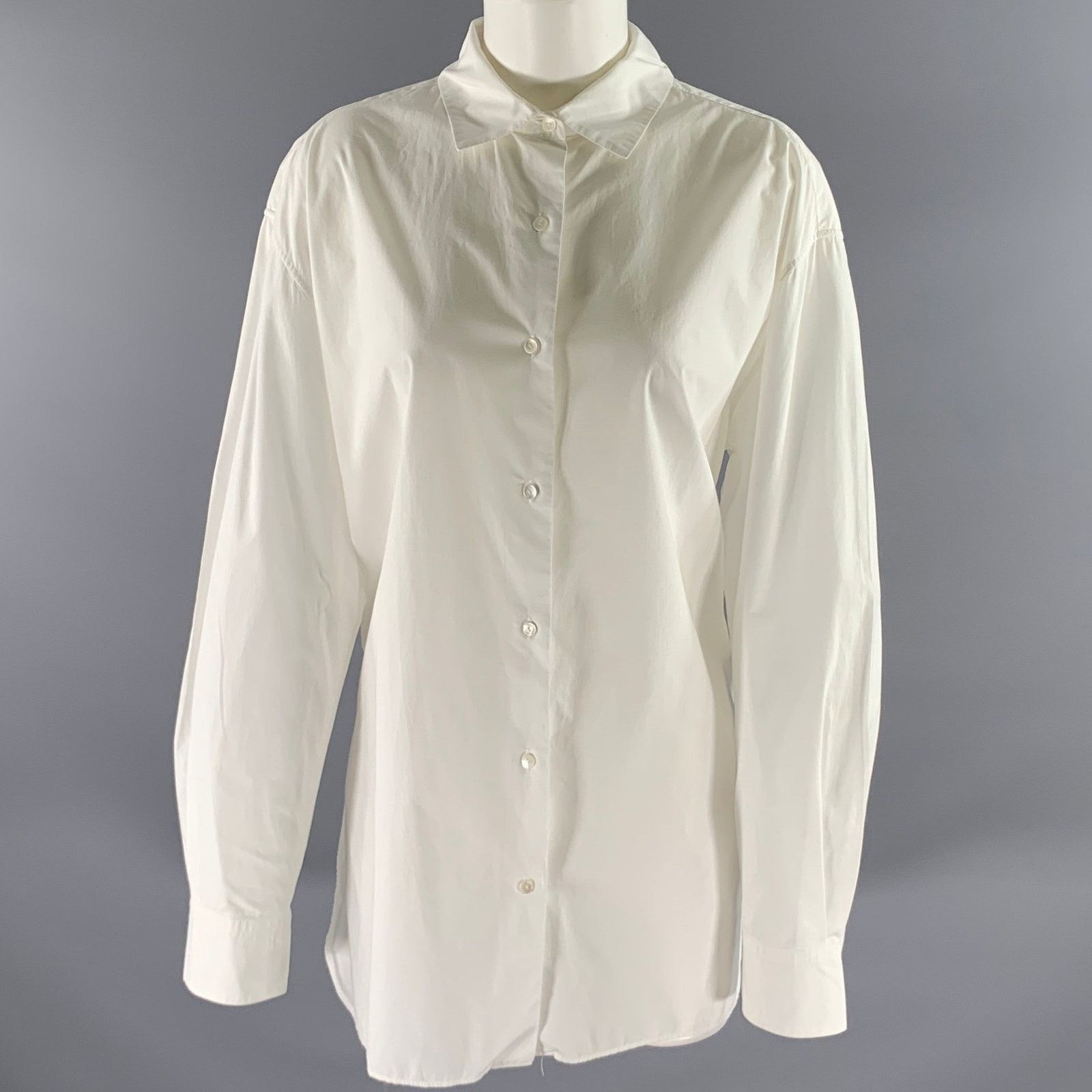 Nili Lotan NILI LOTAN Size M White Cotton Relaxed Fit Shirt Size M / US 6-8 / IT 42-44 - 1 Thumbnail