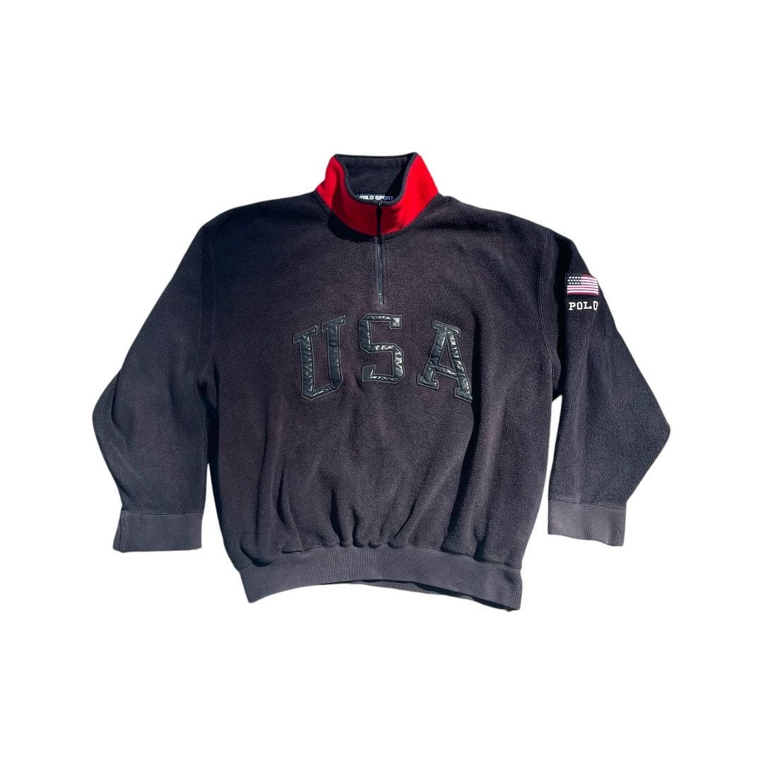Polo Ralph Lauren × Ralph Lauren × Vintage Polo Ralph Lauren USA Quarter Zip Fleece Size US L / EU 52-54 / 3 - 1 Thumbnail