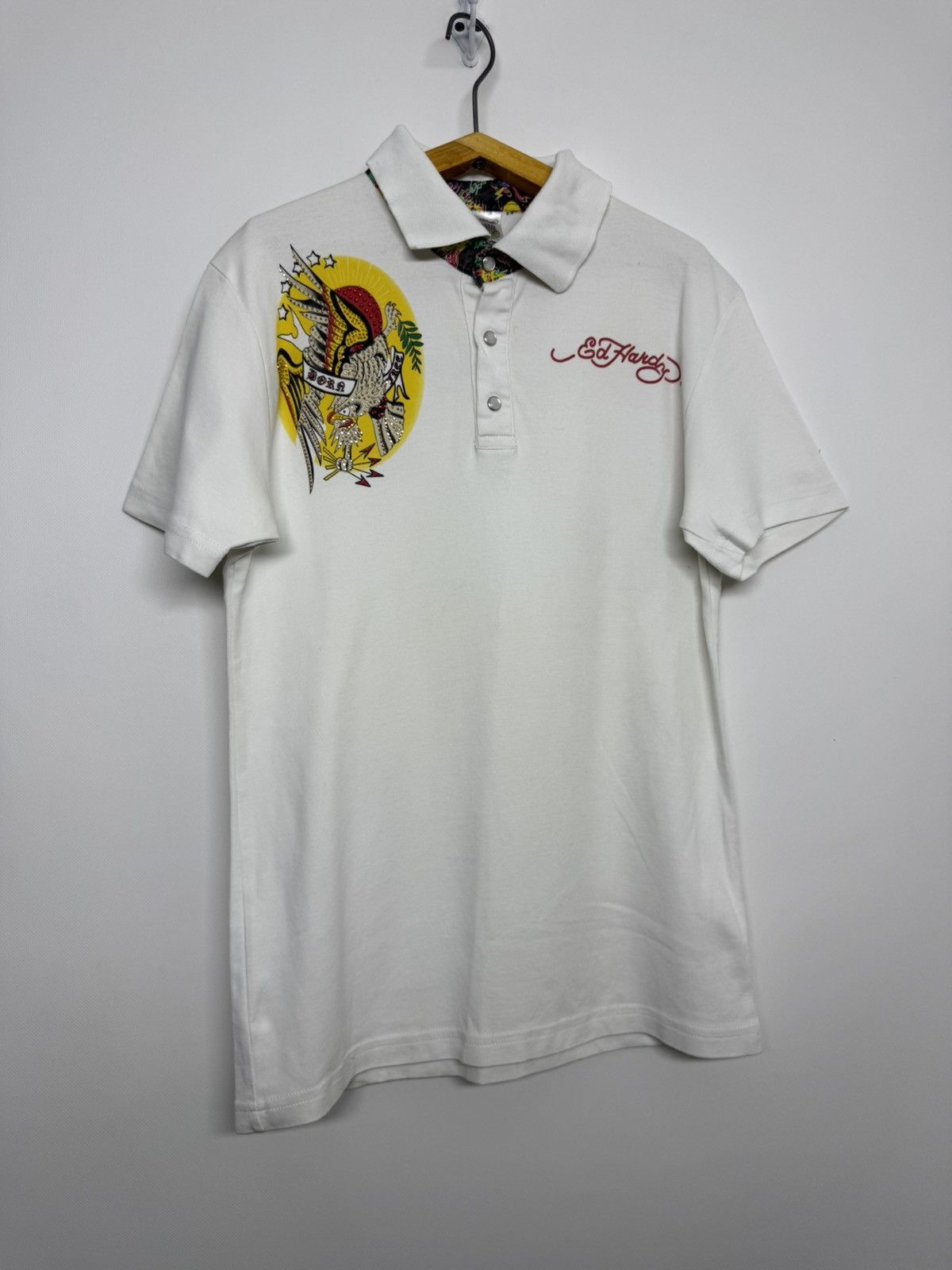 Ed Hardy Ed Hardy Big Logo Polo Shirt Rhinestones Drip Swag y2k Size M / US 6-8 / IT 42-44 - 5 Thumbnail