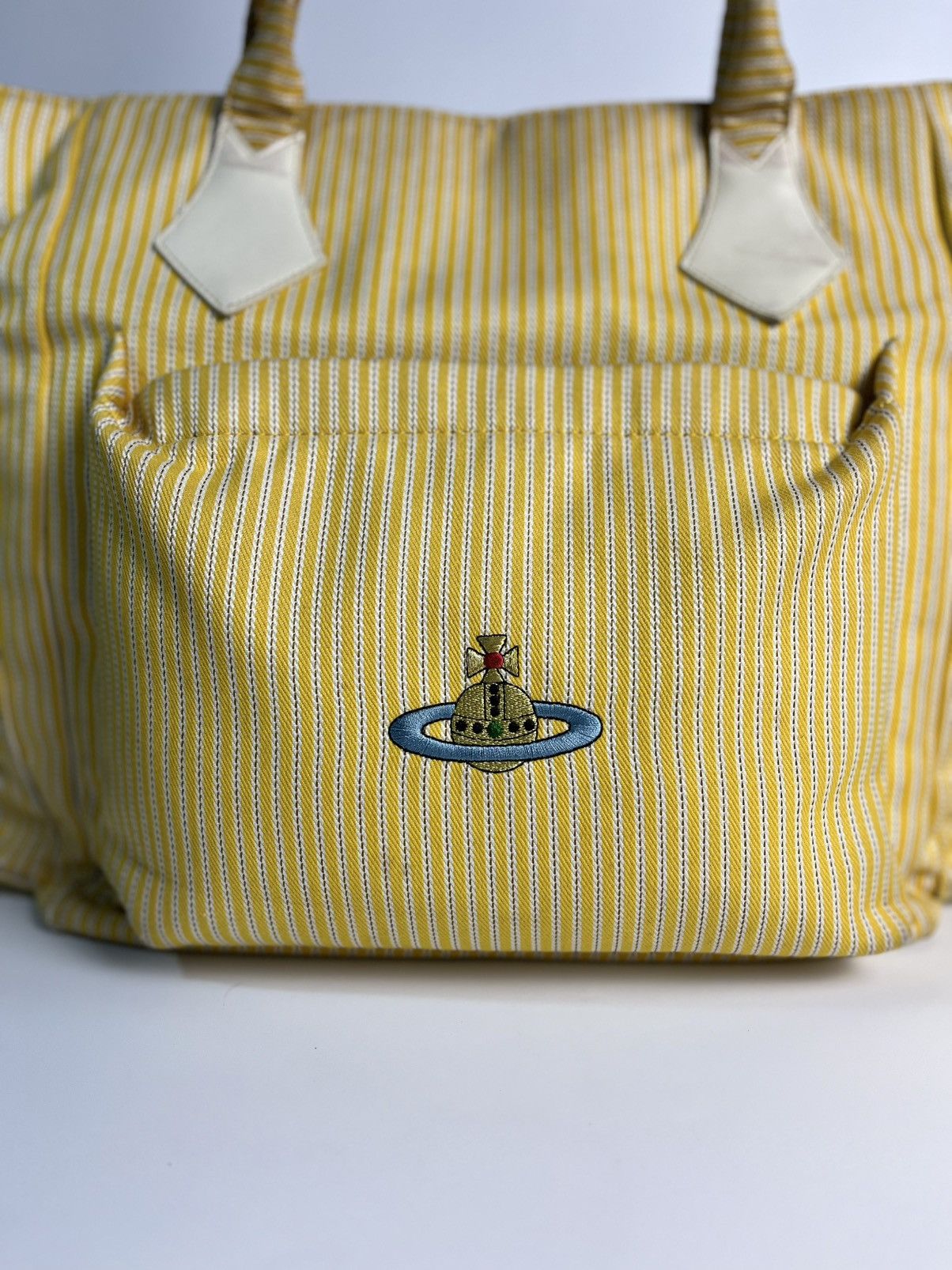 Vivienne Westwood Vivienne Westwood Yellow Striped Big Tote Bag Size ONE SIZE - 4 Thumbnail
