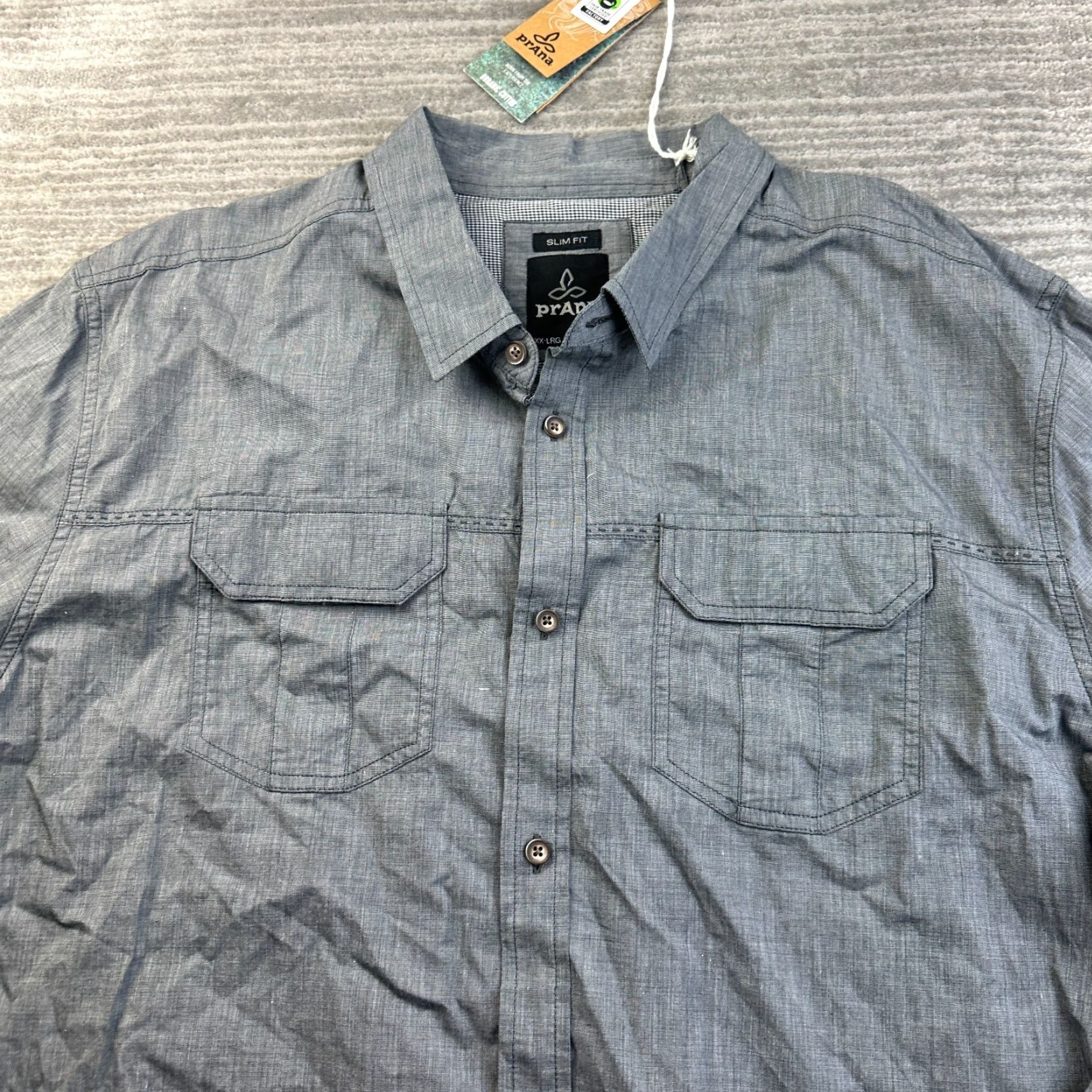 Prana NEW Prana Shirt Mens 2XL XXL Gray Slim Fit Button Up Outdoors Hiking Size US XXL / EU 58 / 5 - 4 Thumbnail