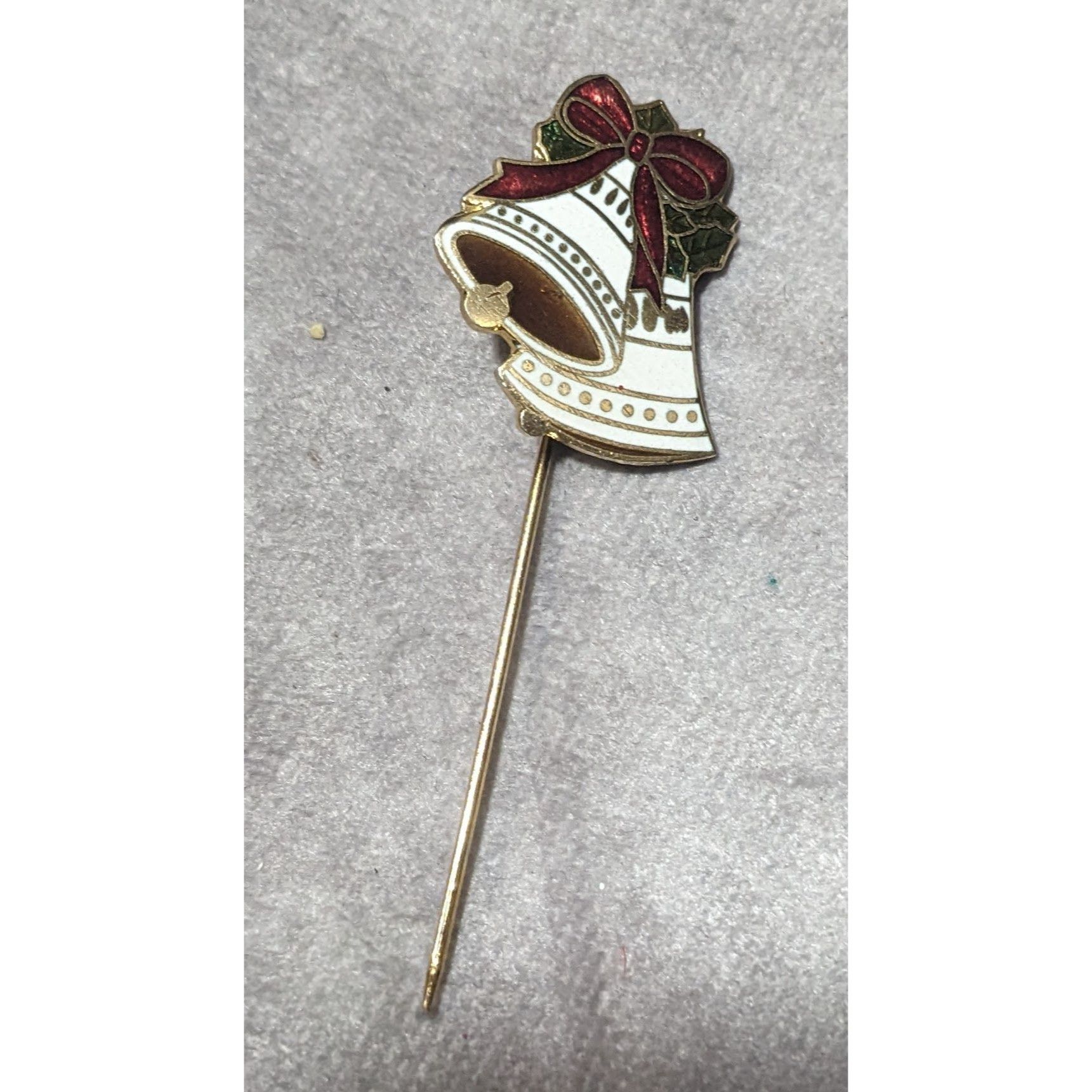 Other Vintage Gold And White Holiday Bell Stick Pin Size ONE SIZE - 5 Thumbnail