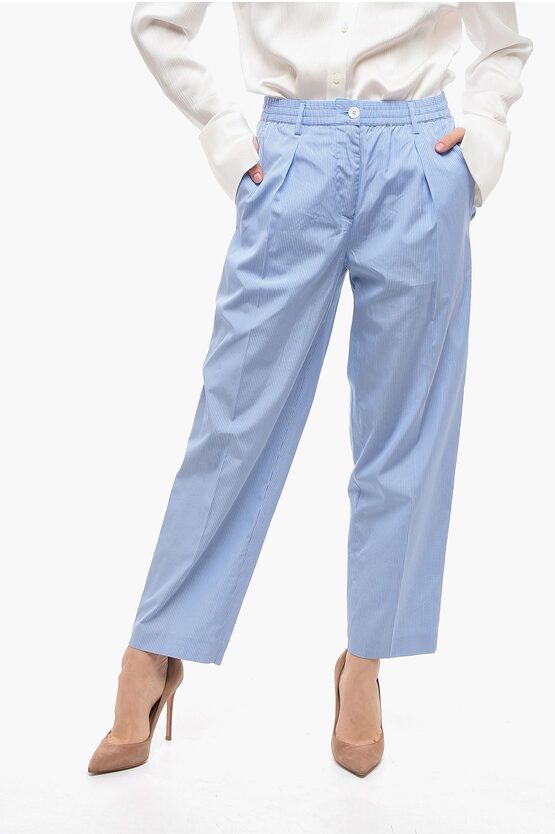image of Aspesi Pinstripe Pants in Light Blue, Women's (Size 27)