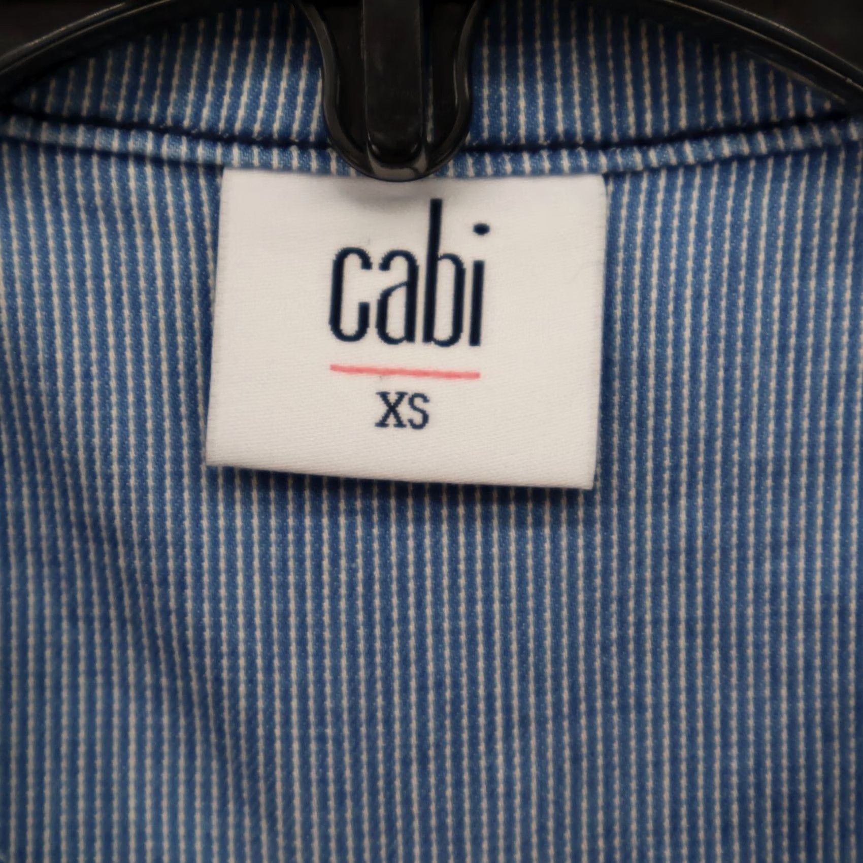 Vintage CAbi Stretch Trucker Jacket Womens XS Blue & White Striped Decorative Buttons Size XS / US 0-2 / IT 36-38 - 4 Thumbnail